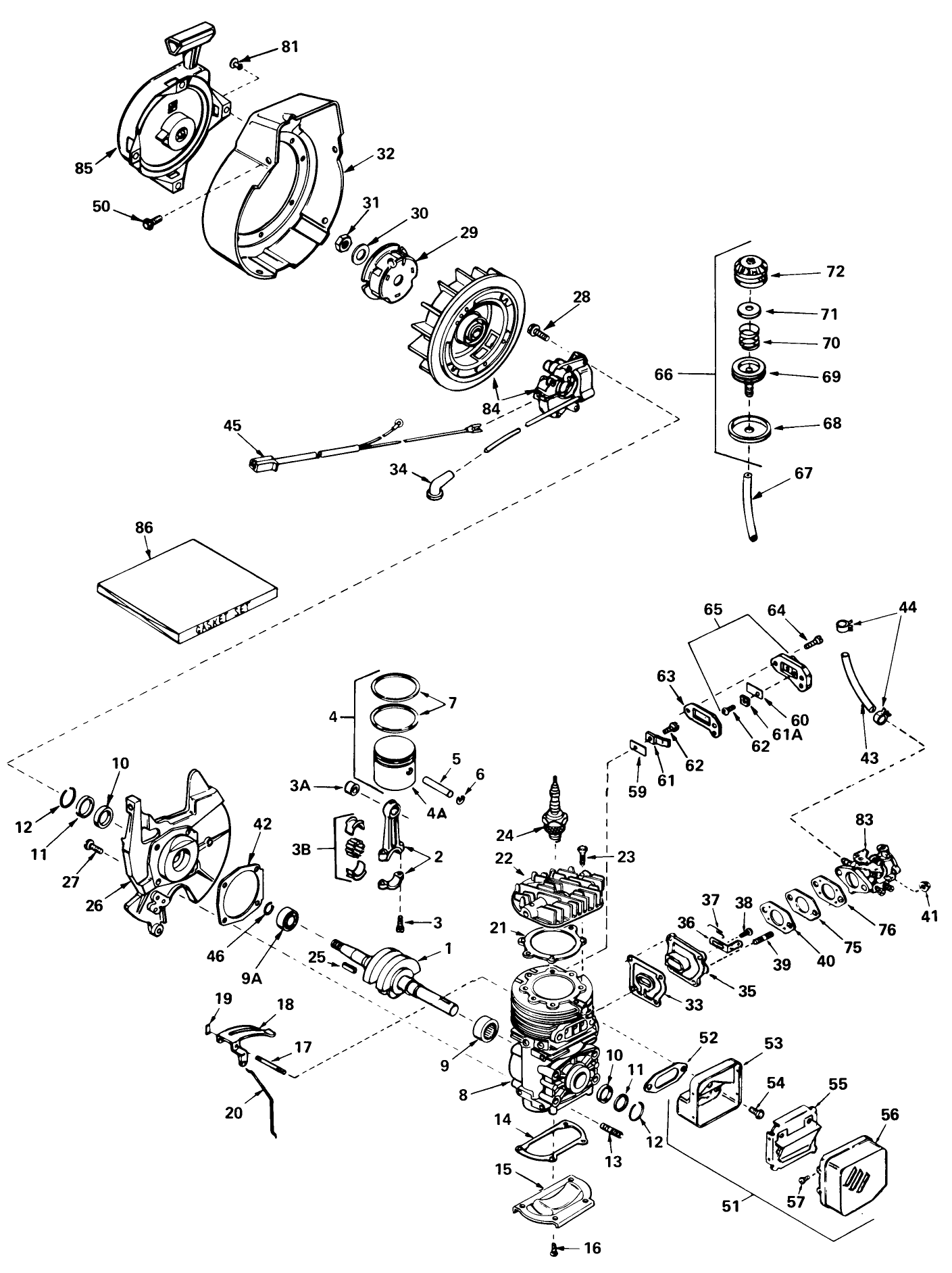 Engine Tecumseh Model No. Ah520 Type 1584a