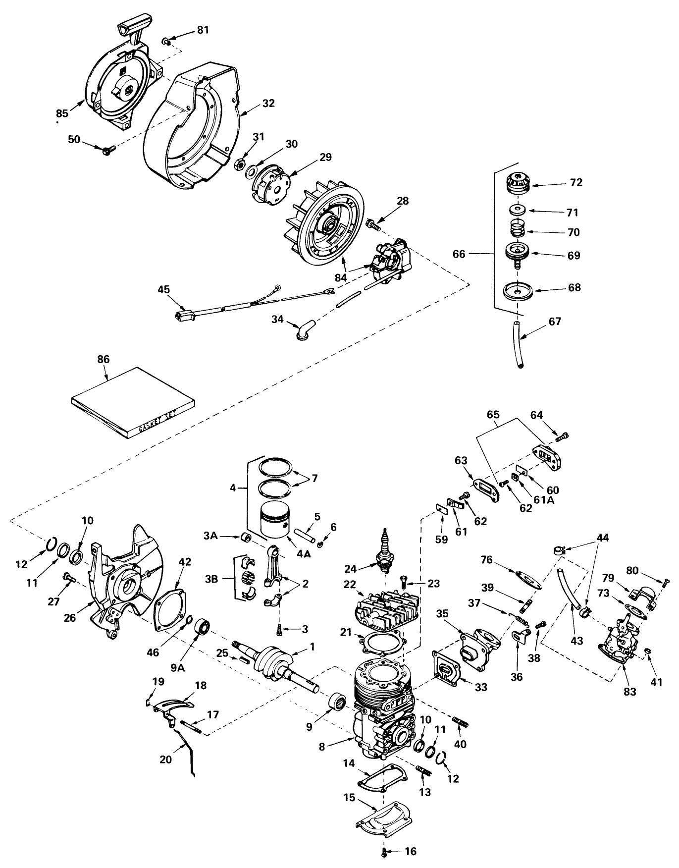 Engine Assembly Engine Tecumseh Model No. Ah520 Type 1585a Unit Model 38120 (used On Units With Serial No. 0100000