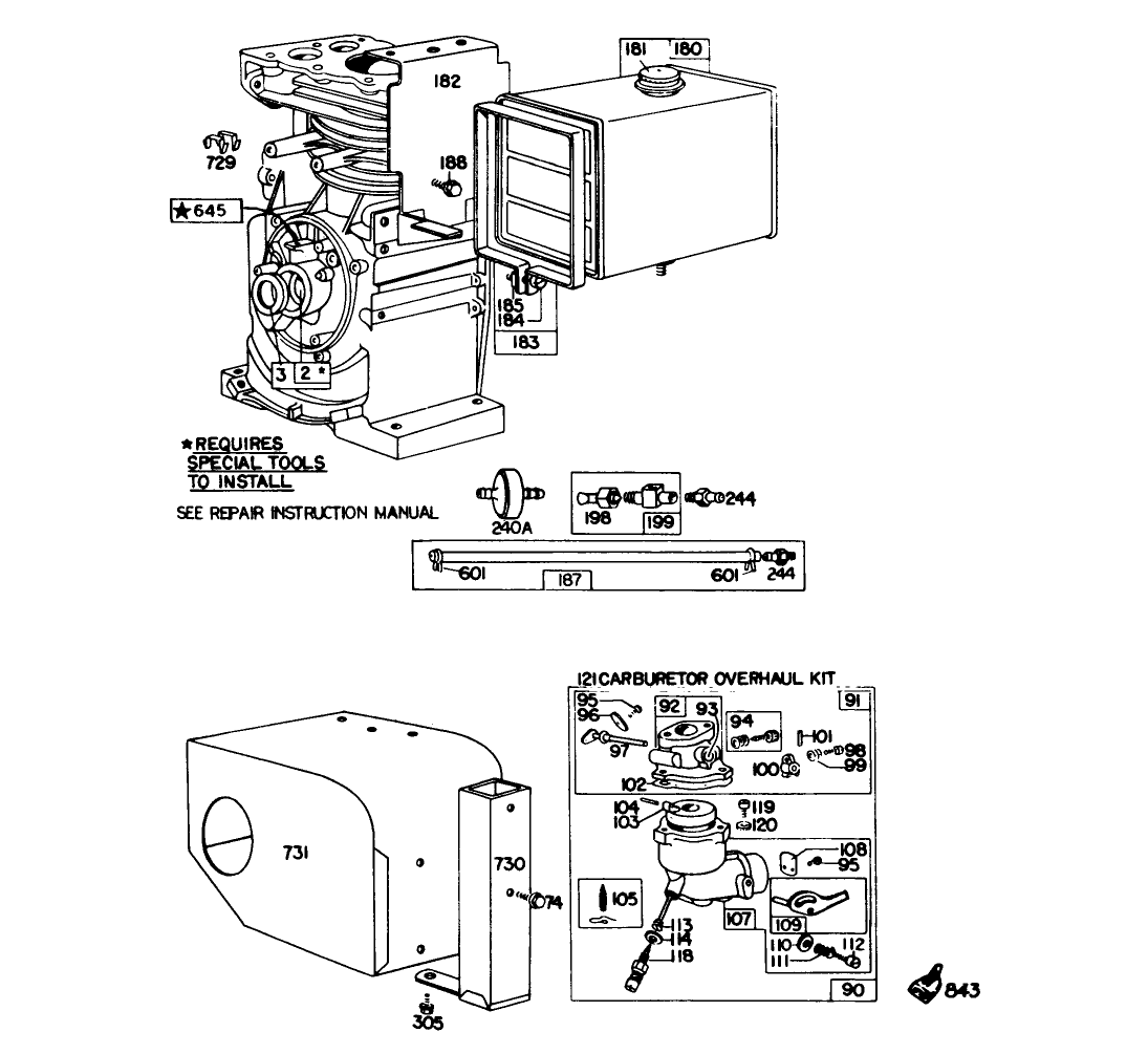 Engine Model No. 190402 Type 0989-01 (8 H.p. Snowthrower Model 3briggs & Stratton