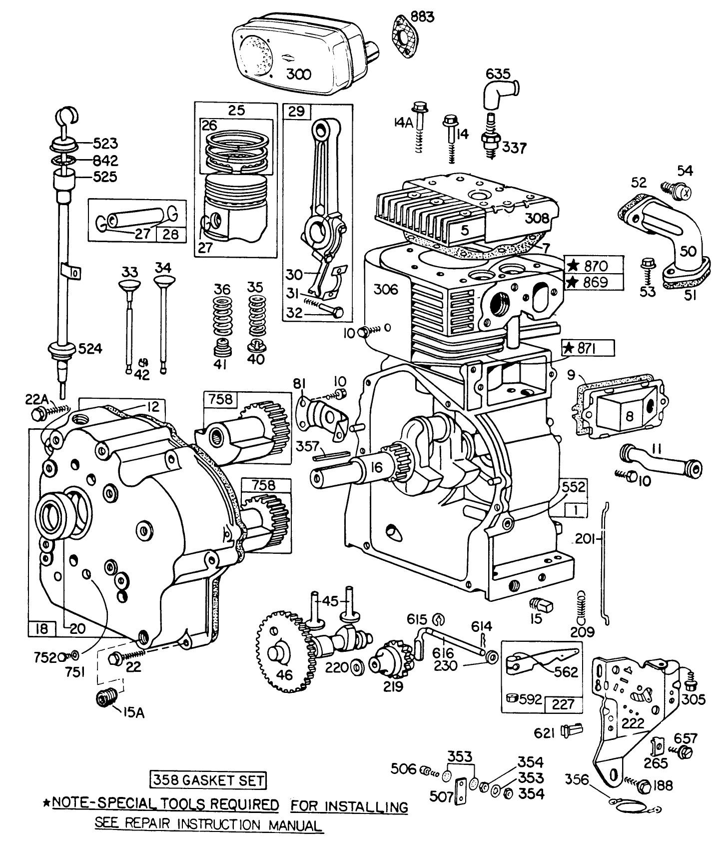 Engine Model No. 252416 Type No. 0190-01(11 H.p. Snowthrower Modbriggs & Stratton
