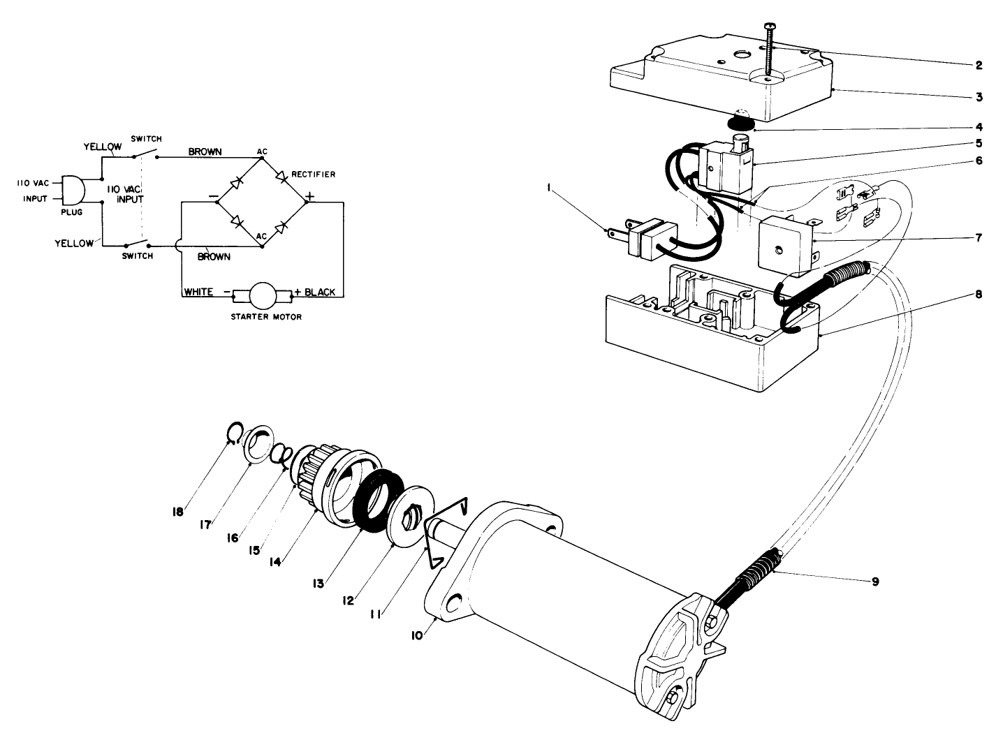 Starter Motor & Switch Assembly (model 38130)