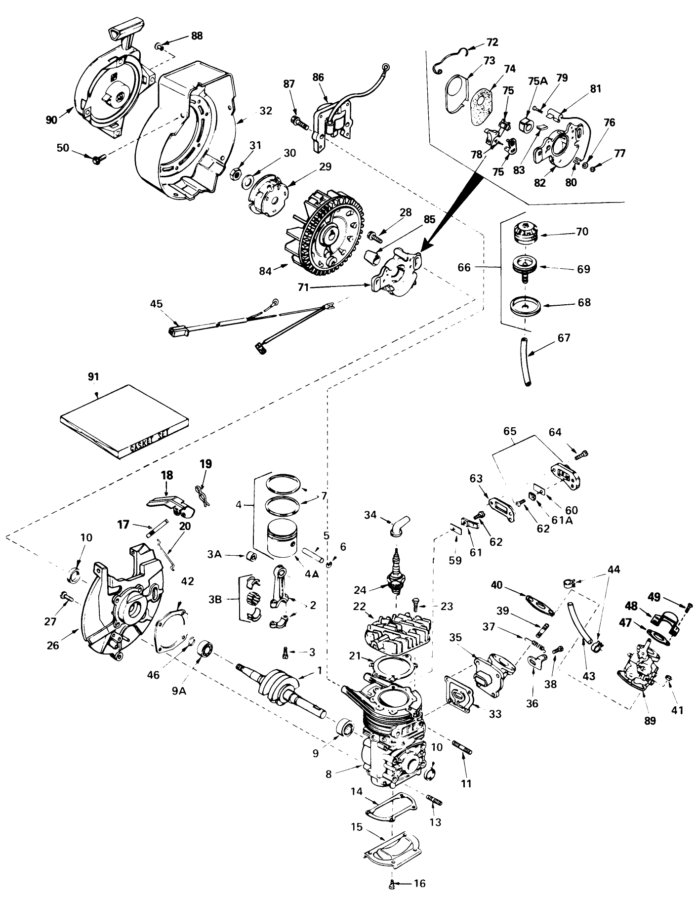 Engine Assembly Engine Tecumseh Model No. Ah520 Type 1603 Unit Model 38130 (used On Units With Serial No. 0500000 & Up)