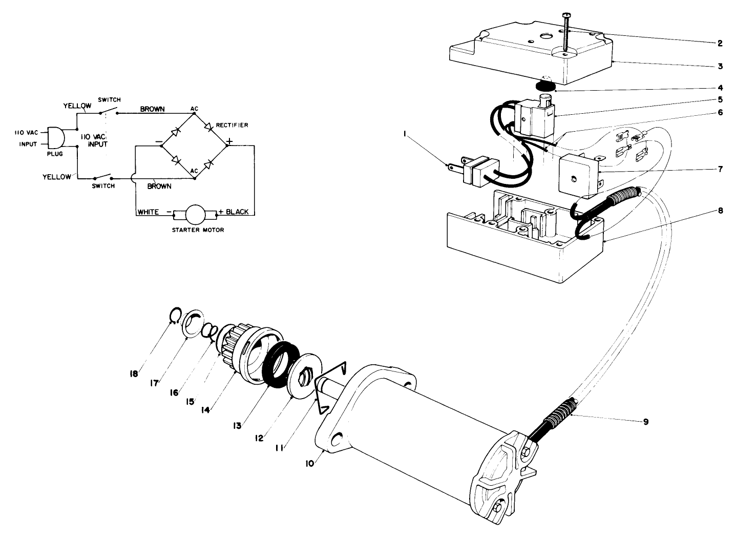 Starter Motor & Switch Assembly (model 38235)