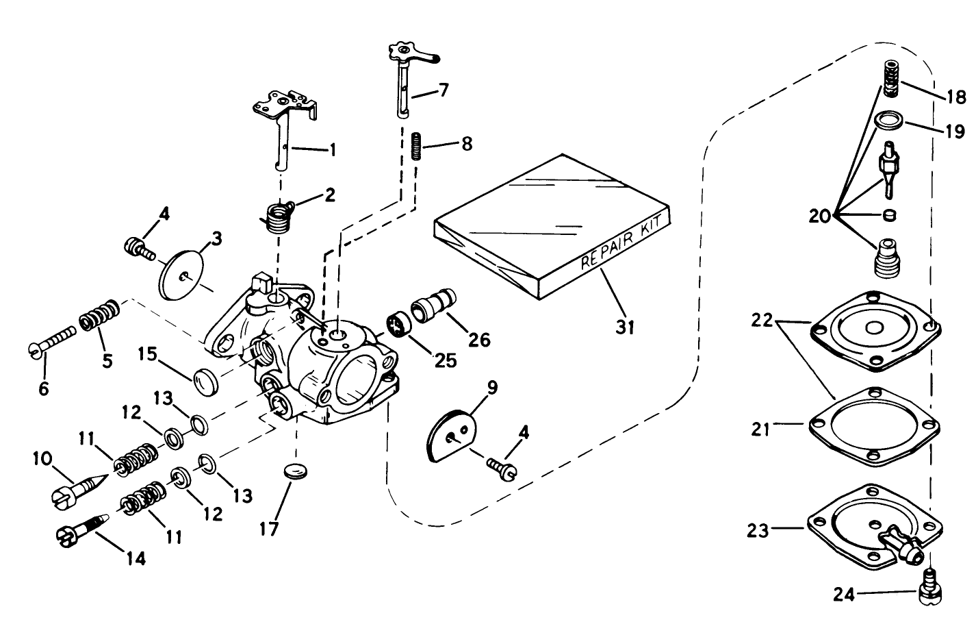 Carburetor No. 631887 Engine Model Ah520 Type 1585b Unit Model 38225 (used On Units With Serial