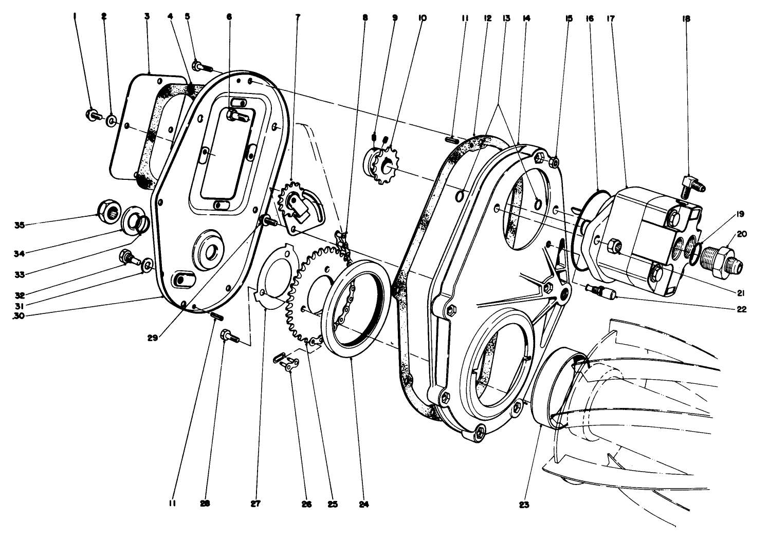 Chain Case And Gear Motor Assembly