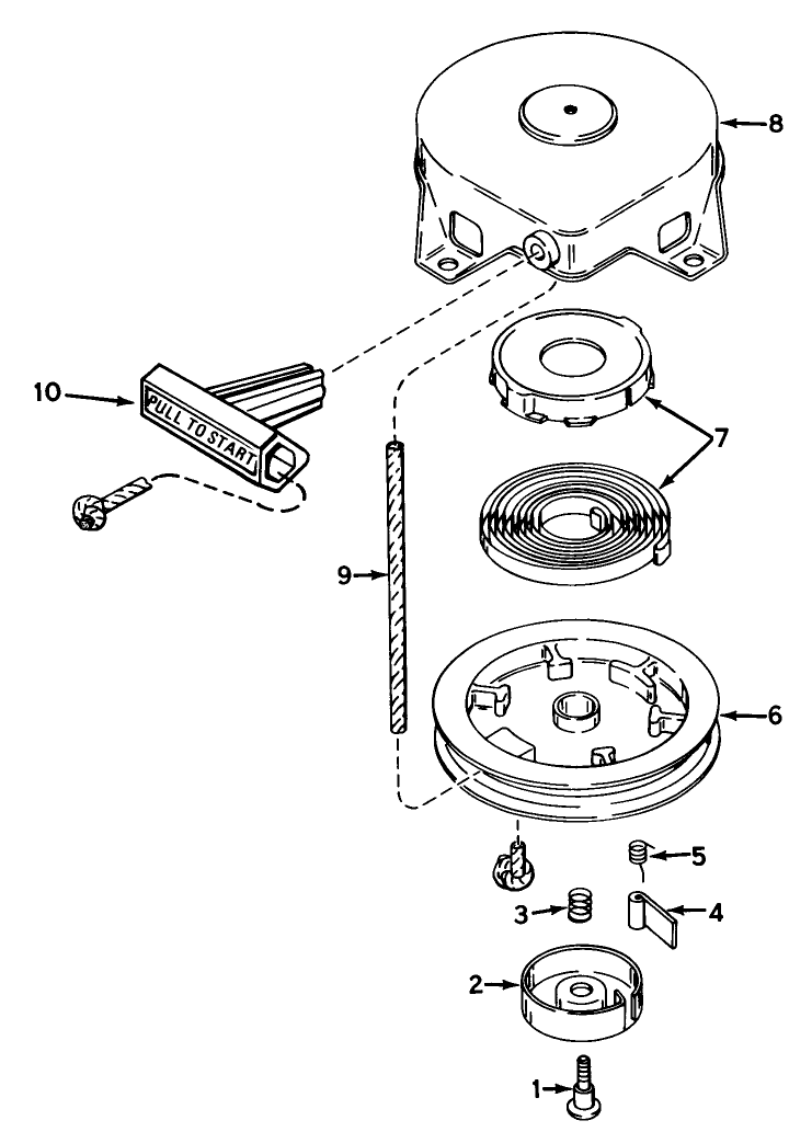 Rewind Starter No. 590537 Engine Model No. Ah520, Type 1584a, 1584b, 1601, 1601a & 1601b