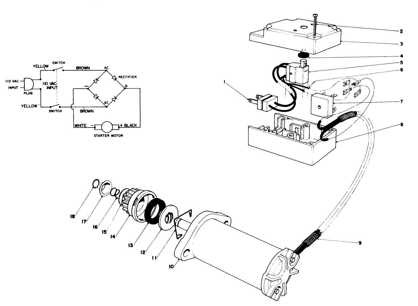 Starter Motor & Switch Assembly (model 38252)