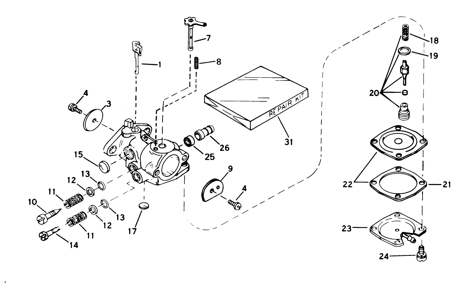 Carburetor No. 632142 Engine Tecumseh Model No. Ah520 Type 1602 & 1603a Unit Model No. 38242 & 38252
