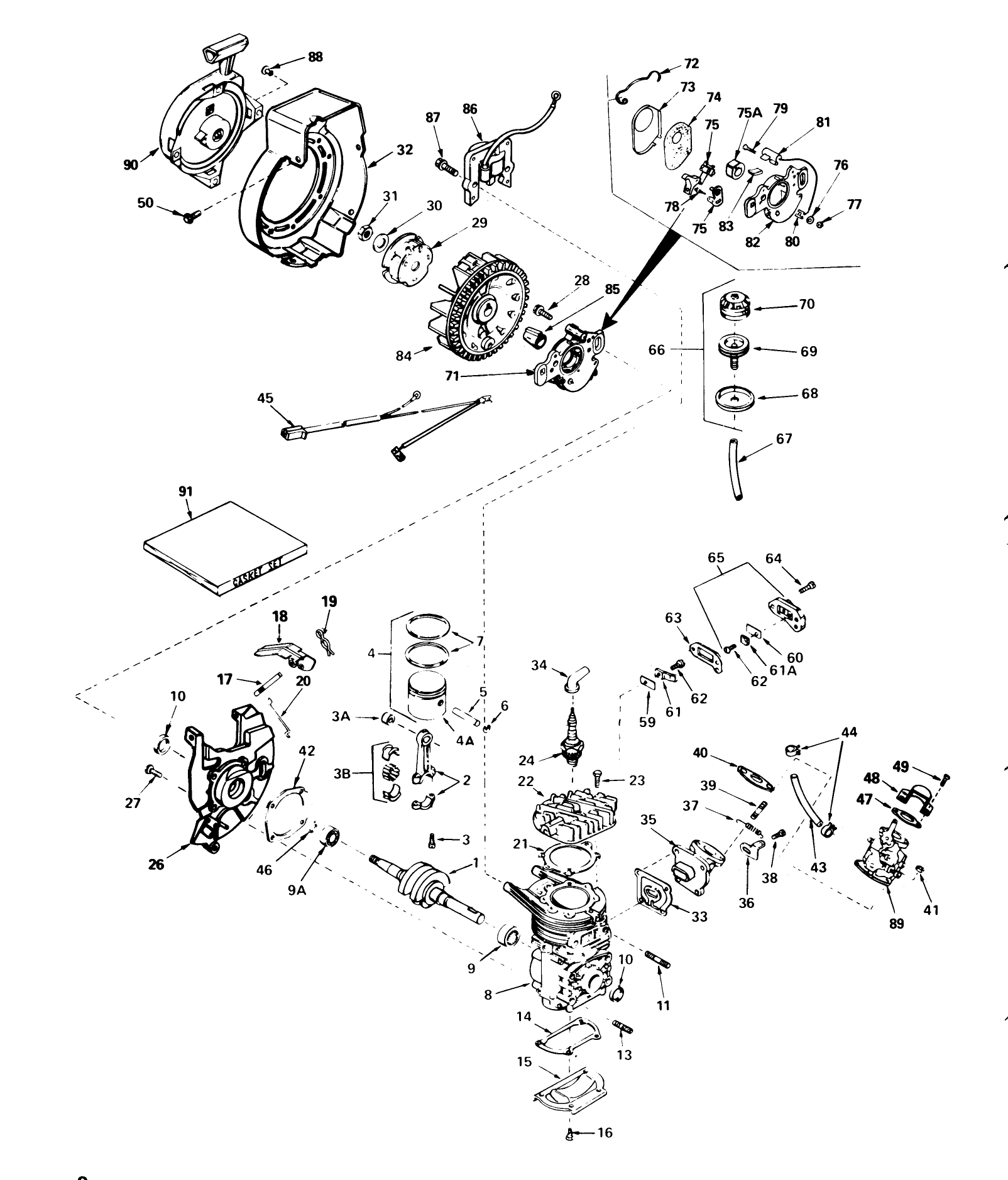 Engine Assembly Engine Tecumseh Model No. Ah520 Type 1602 Unit Model No. 38242