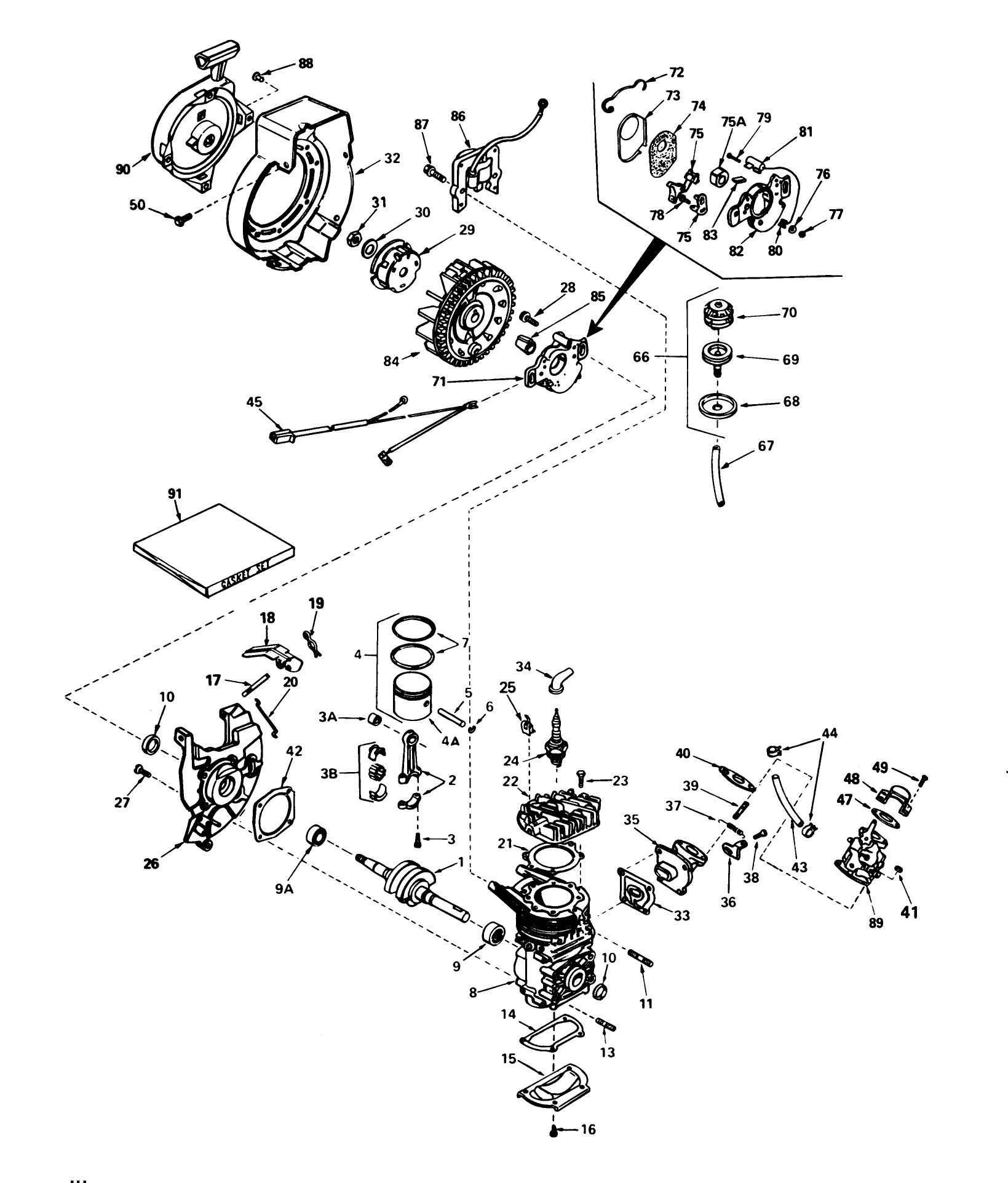 Engine Assembly Engine Tecumseh Model No. Ah520 Type 1603a Unit Model No. 38252