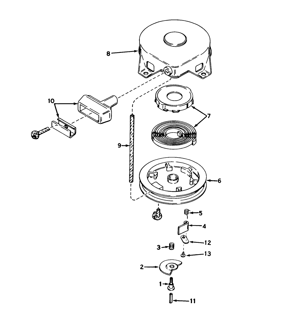 Rewind Starter No. 590473 (5 And 7 H.p. Snowthrower Model Nos. 38040 And 38050)