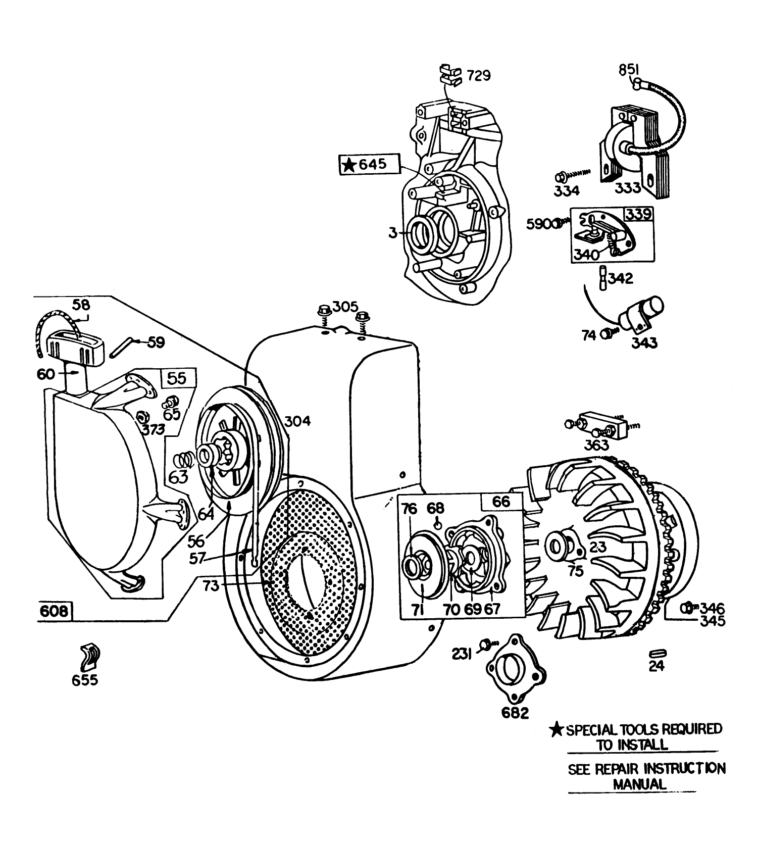 Engine Briggs & Stratton Model No. 252412 Type No. 0191-01 (11 H. P. Snowthrower Model 38090)