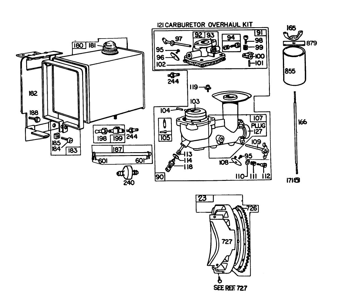 Engine Briggs & Stratton Model No. 252412 Type No. 0191-01 (11 H.p. Snowthrower Model 38090)
