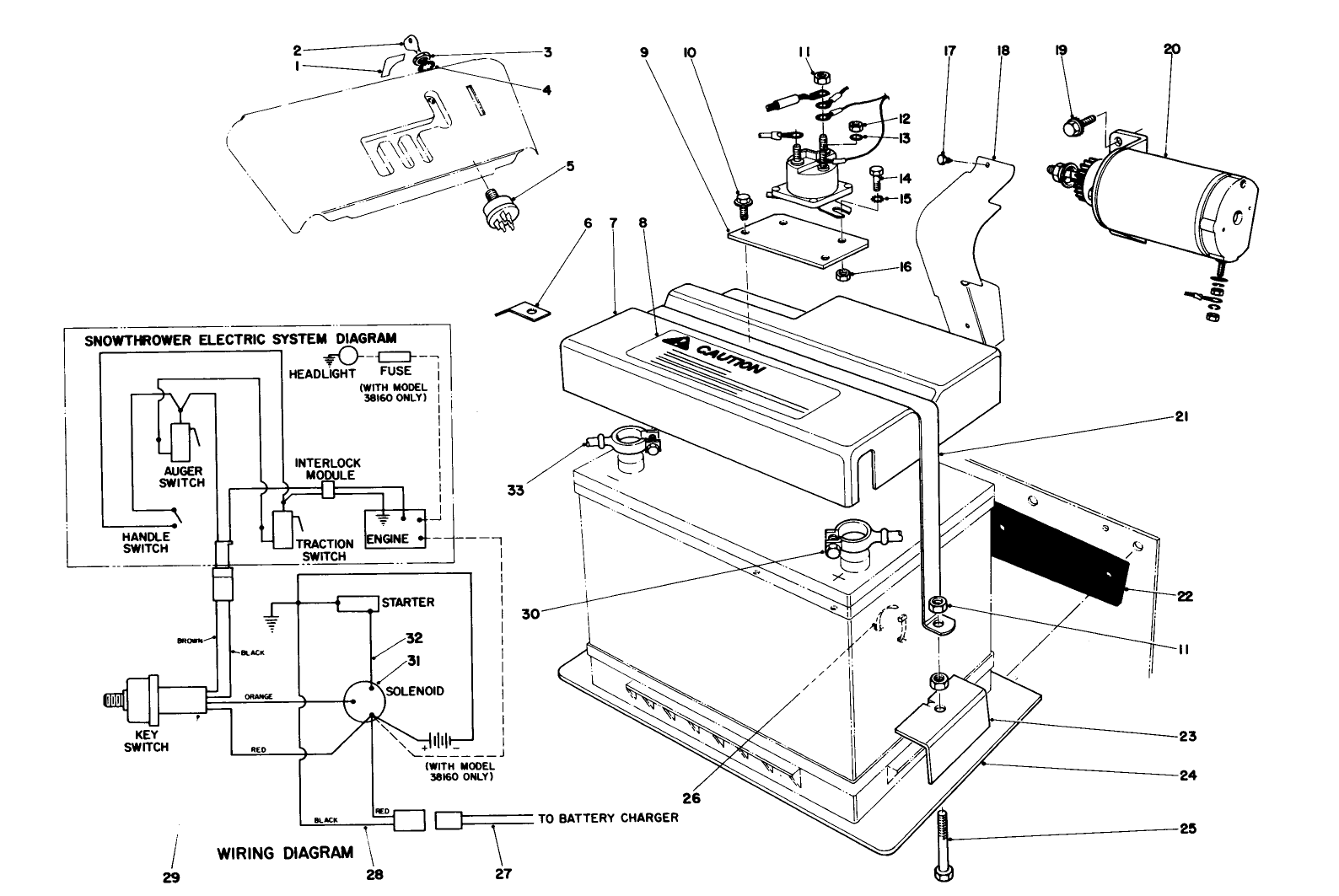 12 Volt Starting Motor Kit 42-3370 (8 & 11 H.p. Snowthrower Model 38150 & 38090)