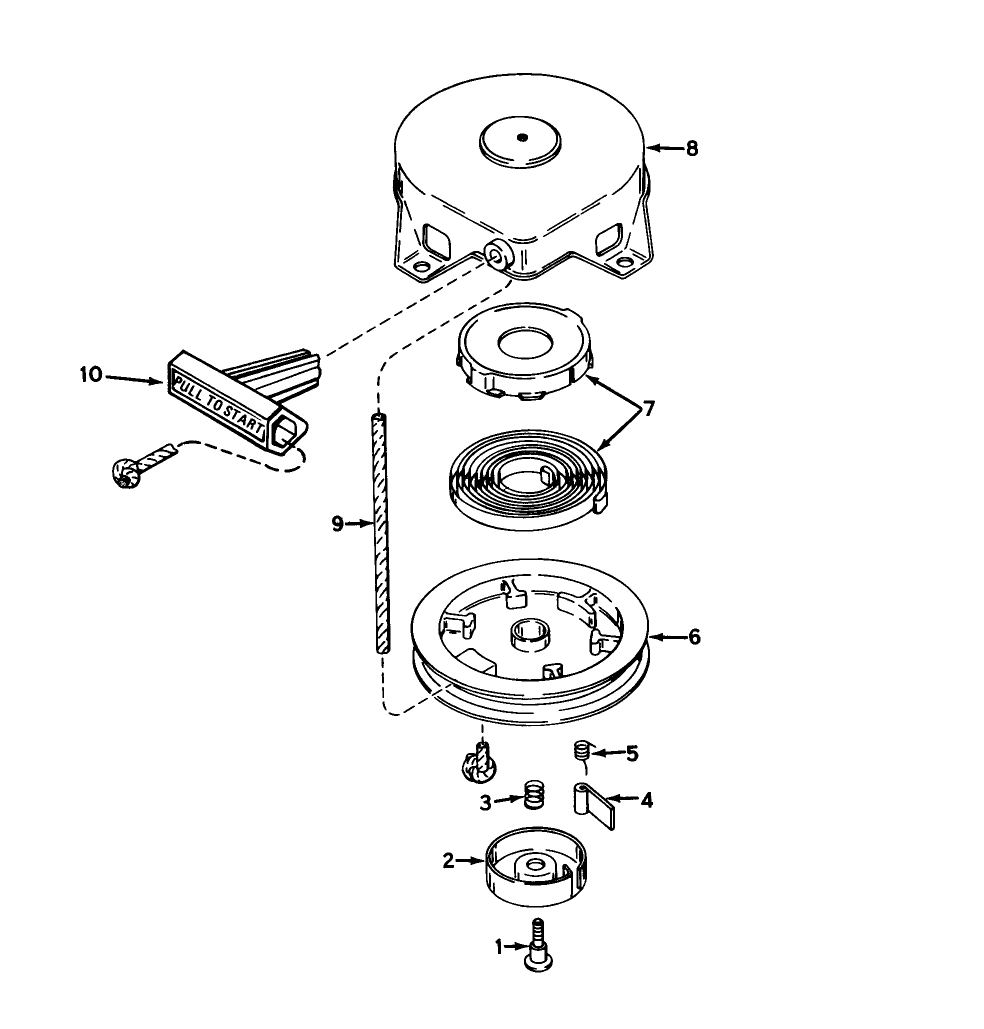 Shroud & Rewind Starter No. 590537 Engine Tecumseh Model No. Ah520 Type 1602