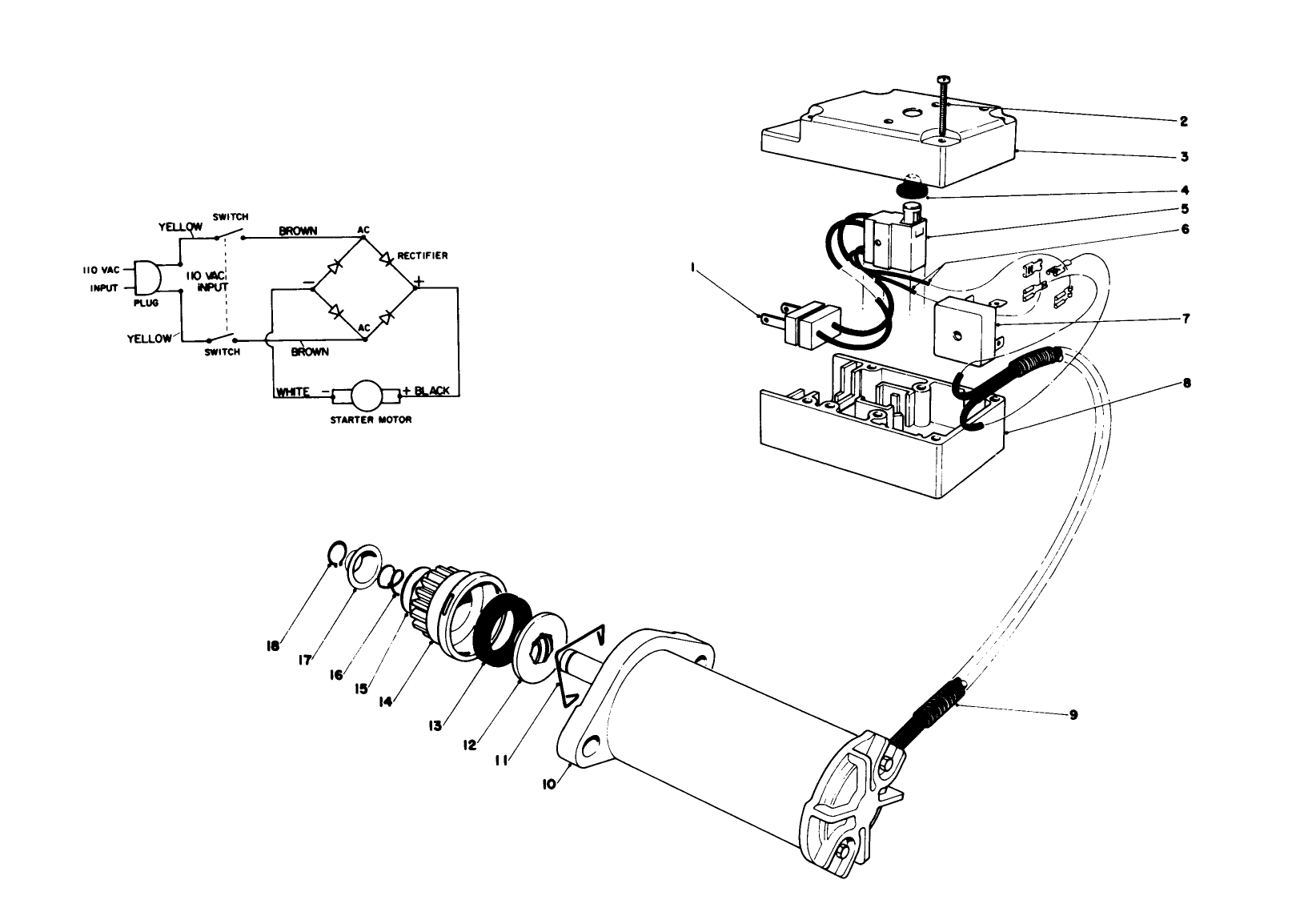 Starter Motor & Switch Assembly (model 38130)