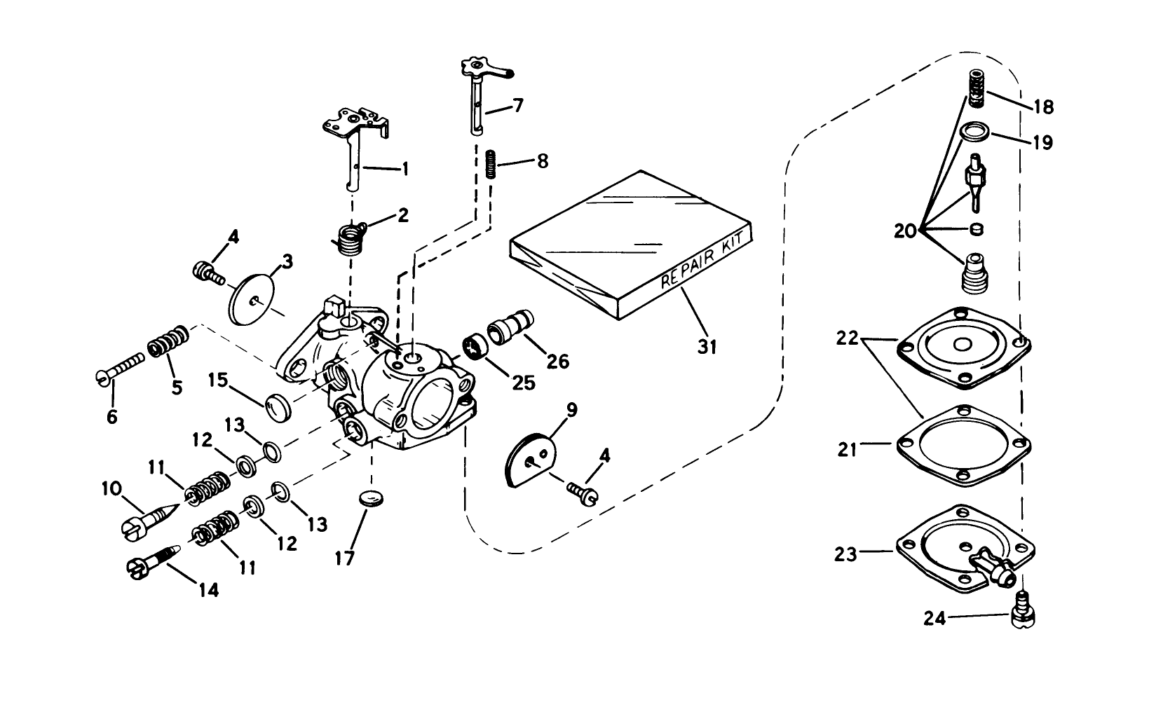 Carburetor No. 631887 (engine Model Ah520 Type 1583, 1583b, 1585, & 1585b)