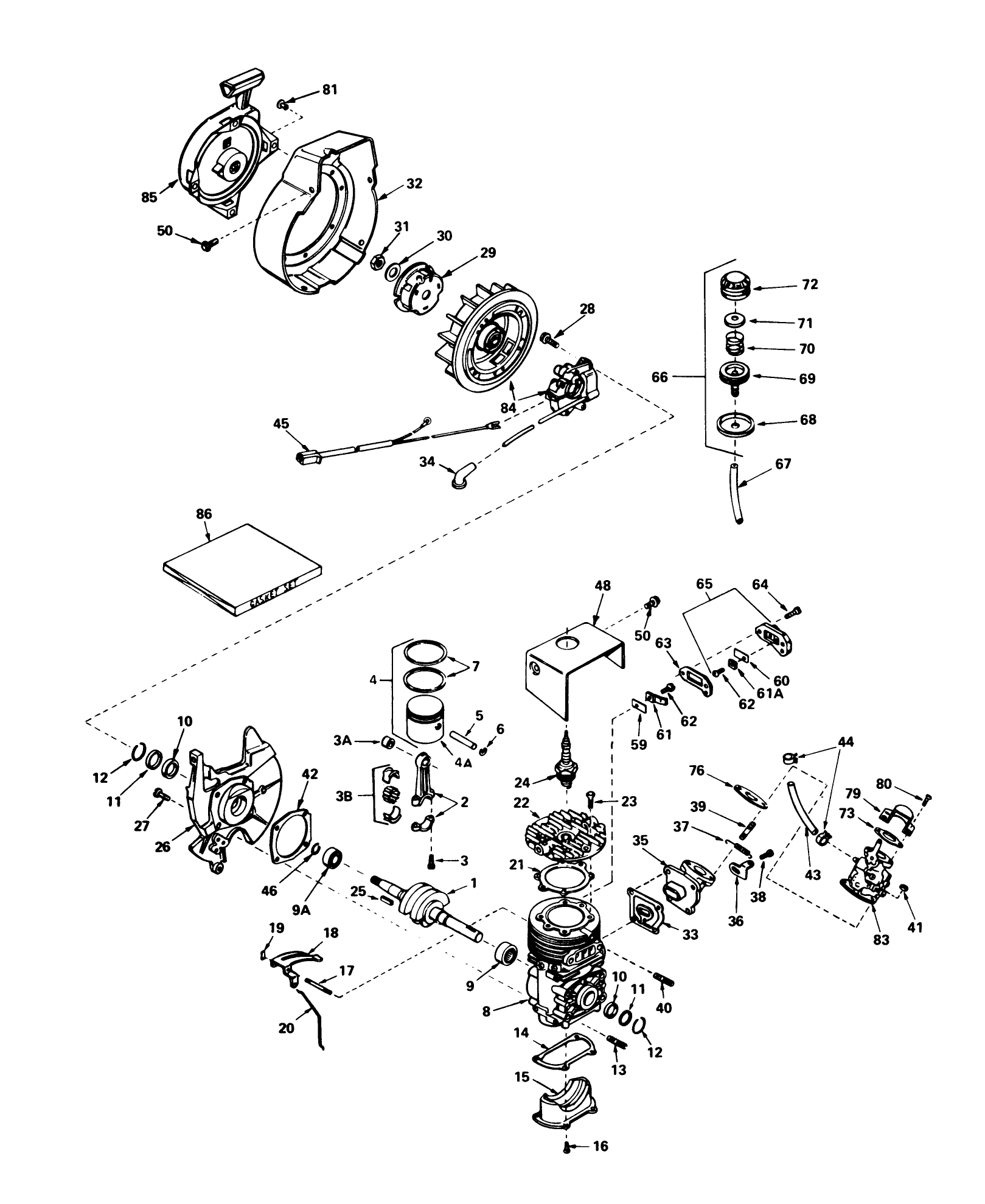 Engine Assembly (engine Tecumseh Model No. Ah520 Type 1583, 1583a, 1583b, 1585, 1585a & 1585b)