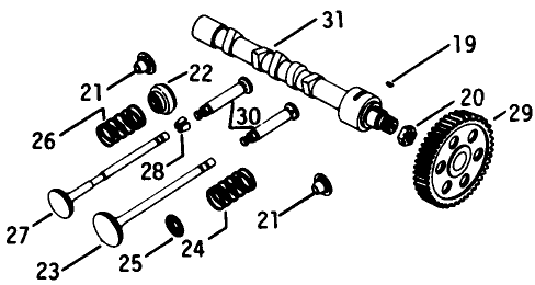 Camshaft & Valves-Engine Kohler No. K582qs Type No. Pc-36273a