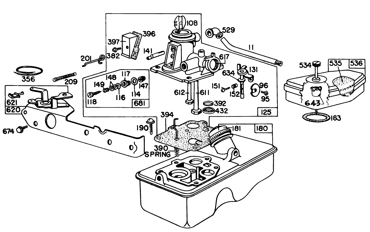 Carburetor Assembly Briggs & Stratton Model No. 92908-2054-01