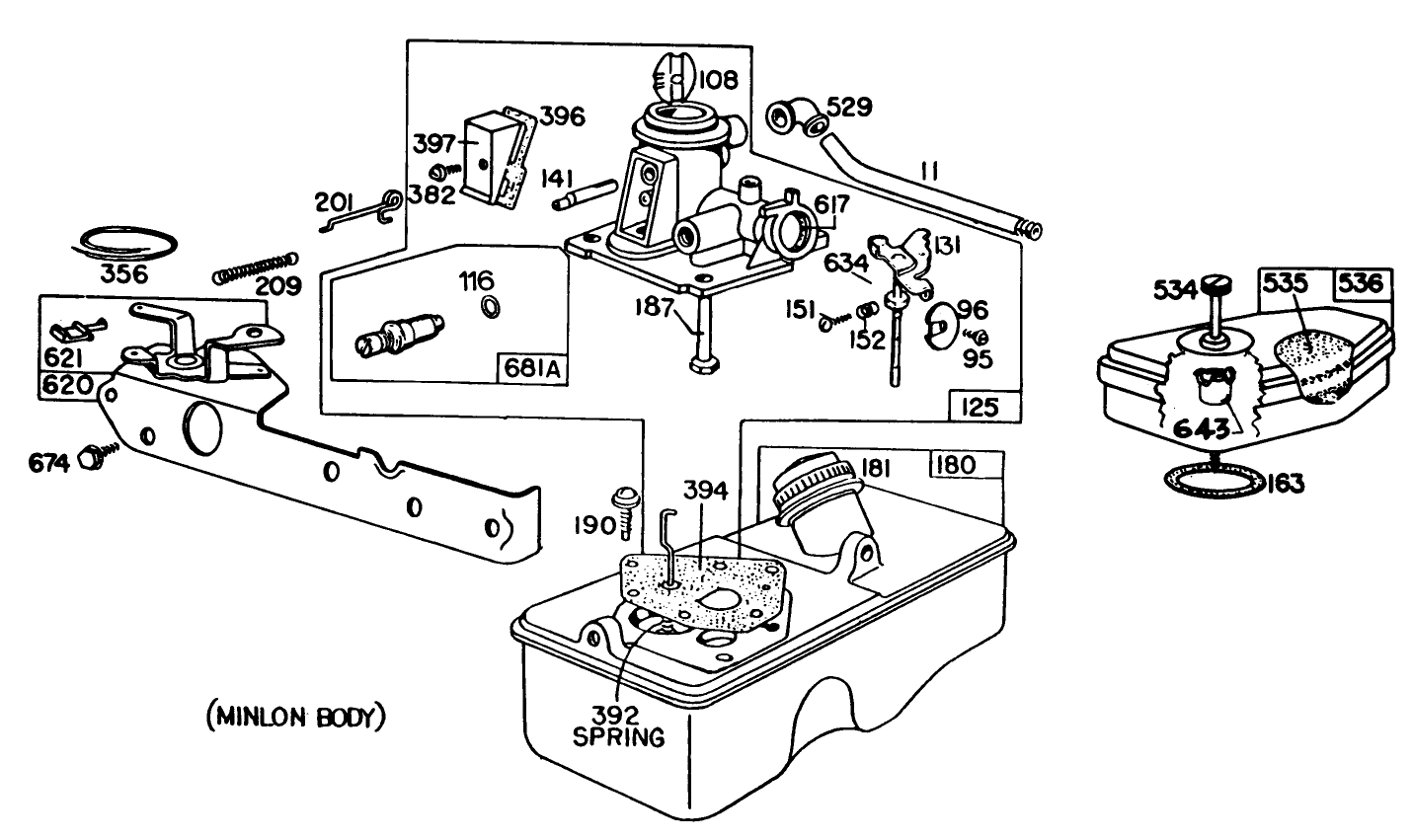 Carburetor Assembly Briggs & Stratton Model No. 93508-0196-01