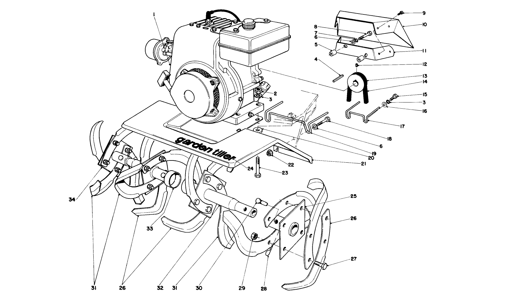 Tine And Engine Assembly