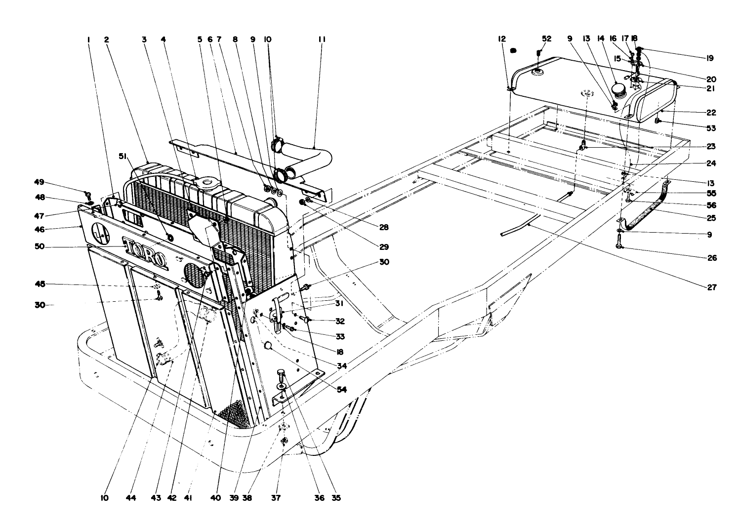 Radiator And Fuel Tank Assembly