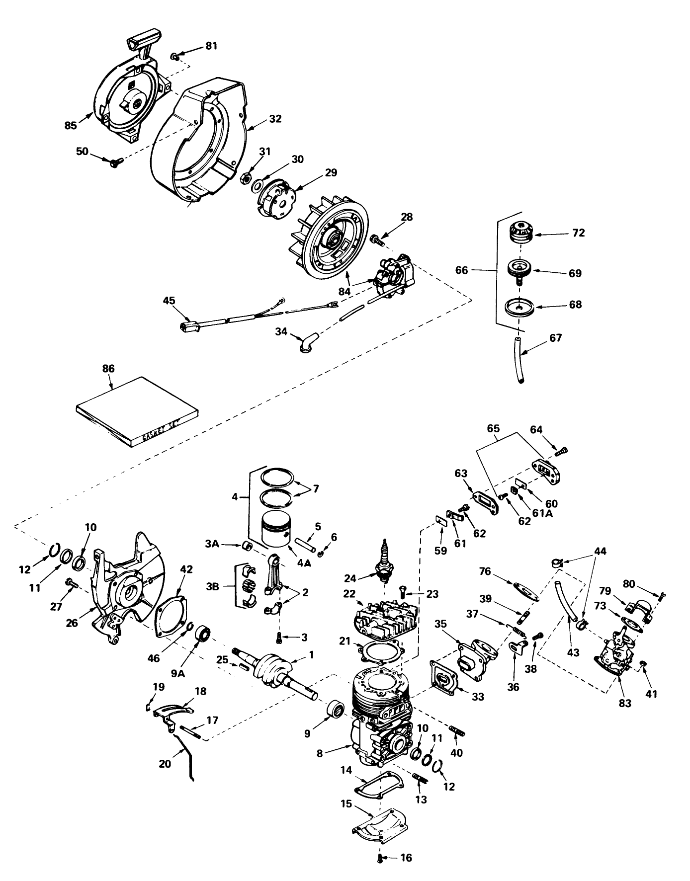 Engine Assembly (engine Tecumseh Model No. Ah520 Type 1585b)