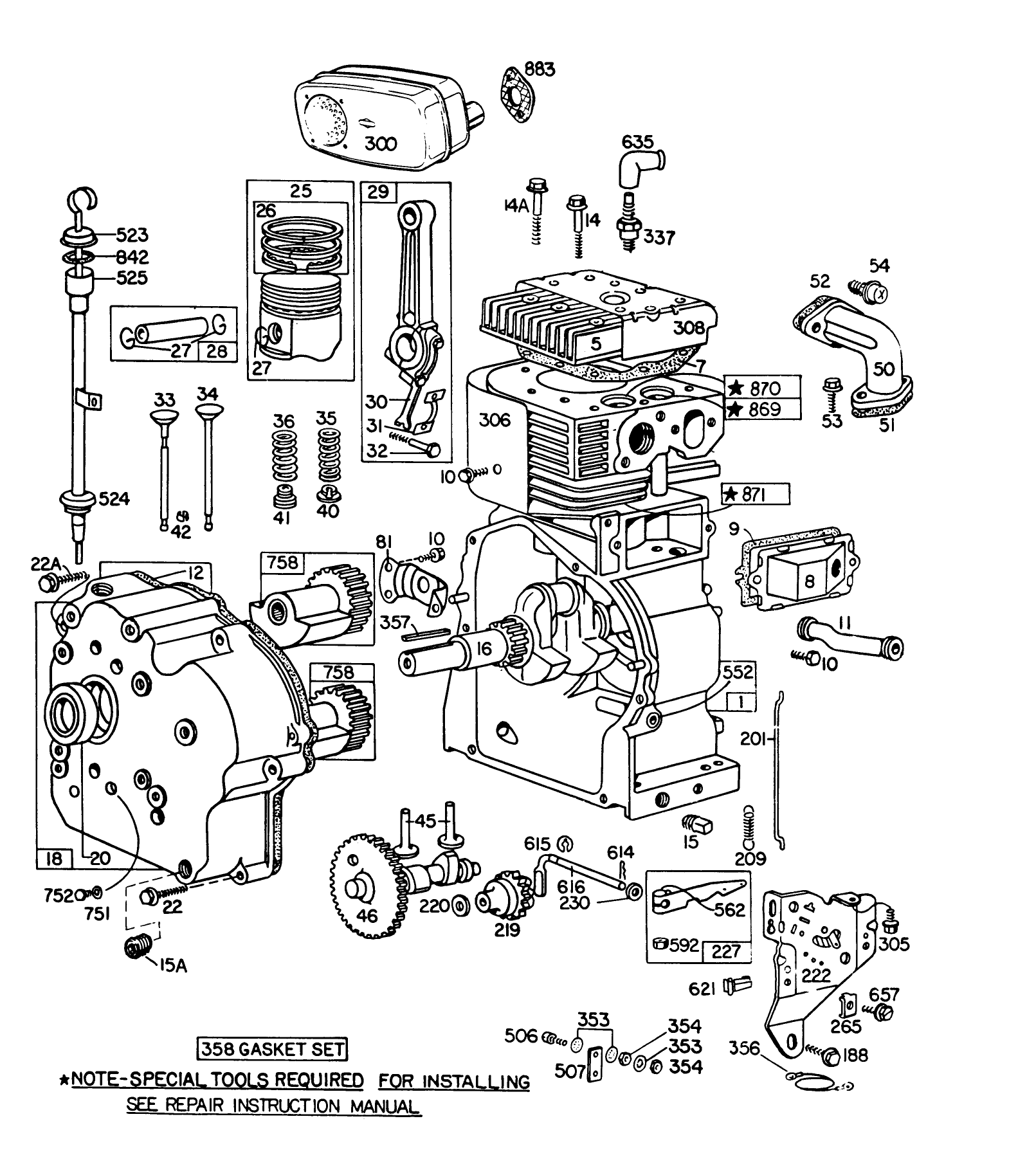 Engine Briggs & Stratton Model No. 252416-0190-01