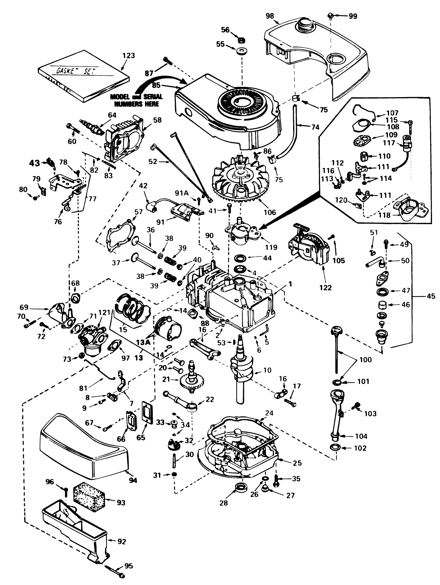 Engine Tecumseh Model No. Tnt 100-10082d