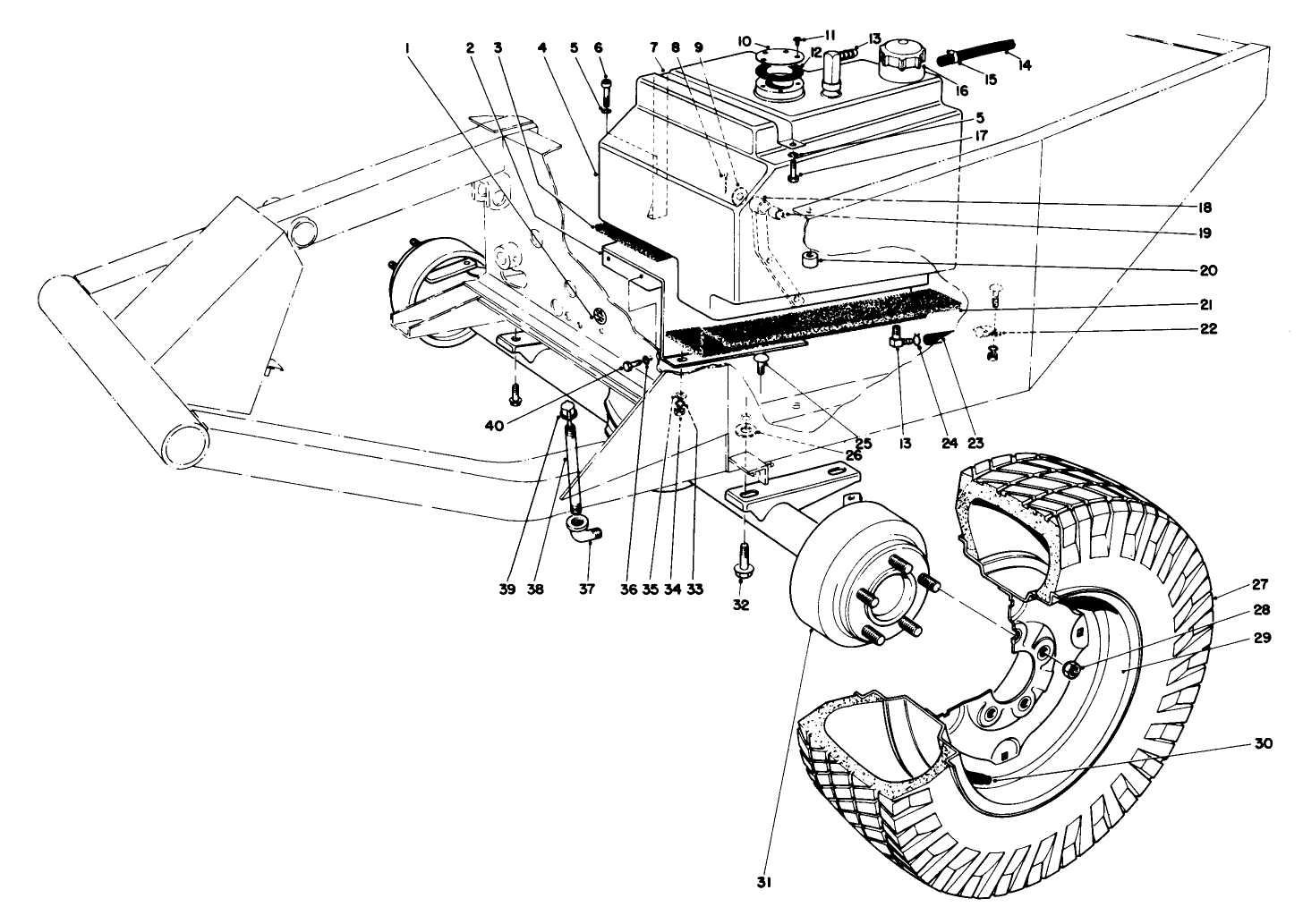 Front Axle And Gas Tank Assembly