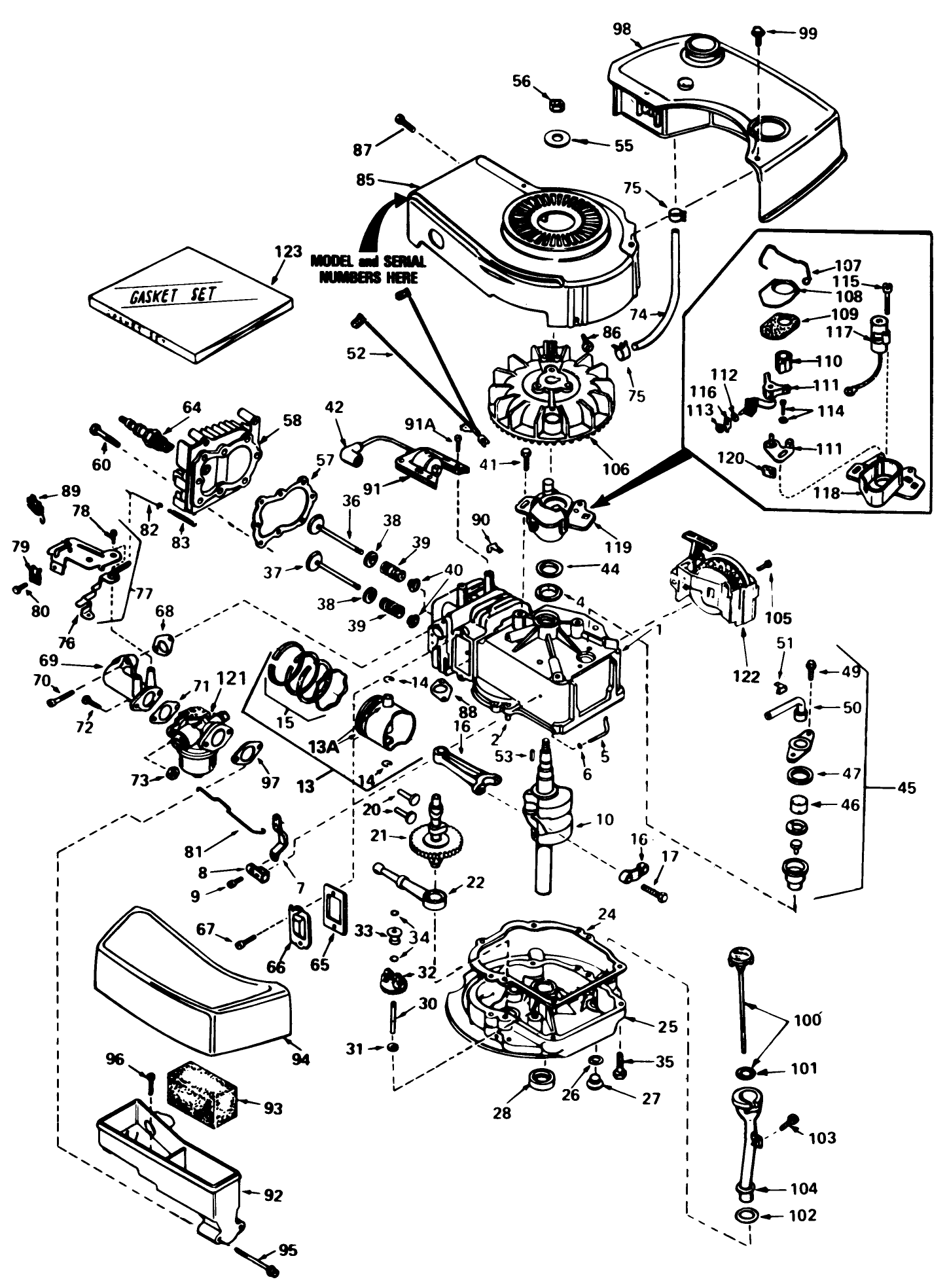 Engine Tecumseh Model No. Tnt 100-10079d