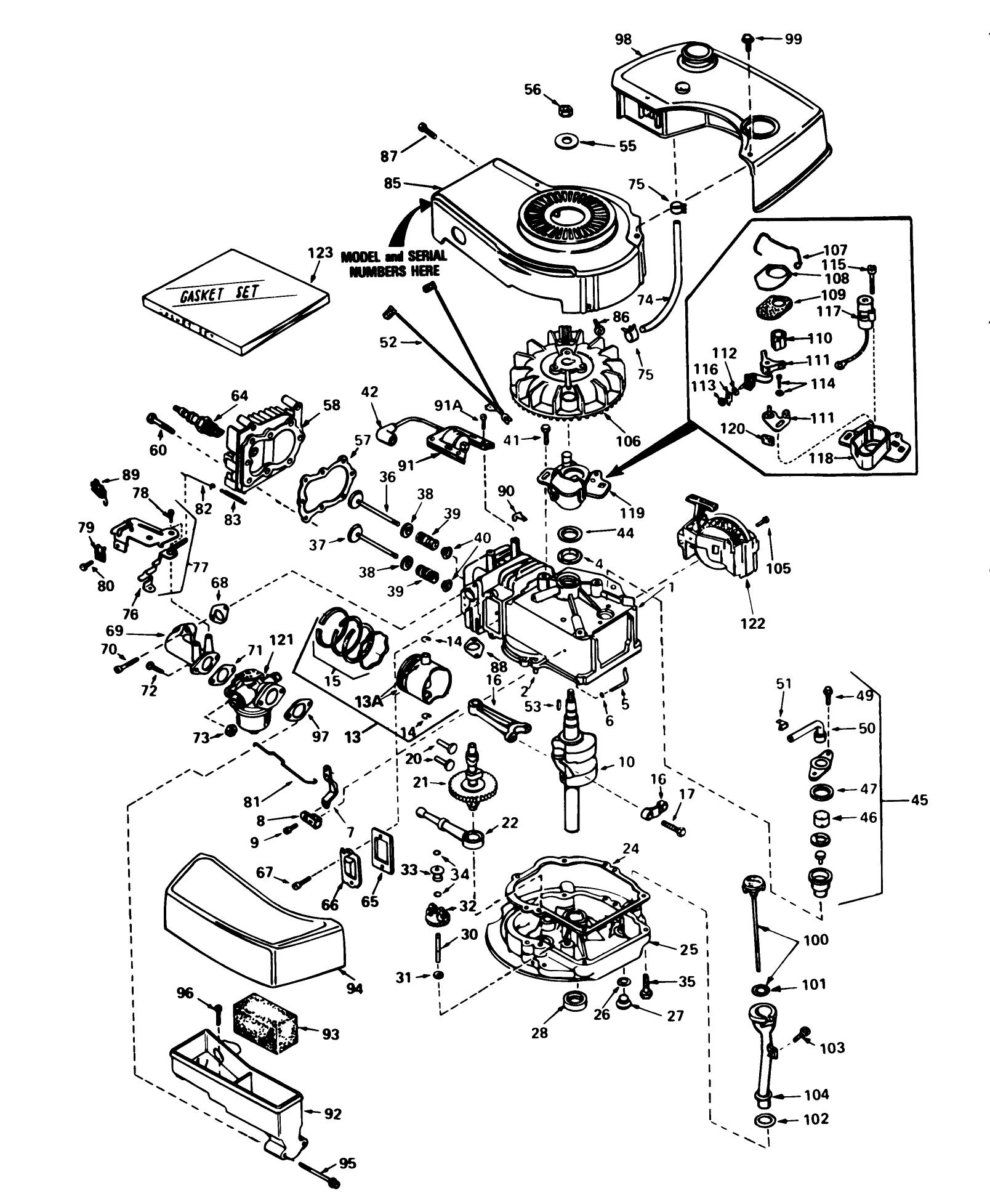 Engine Tecumseh Model No. Tnt 100-10080d