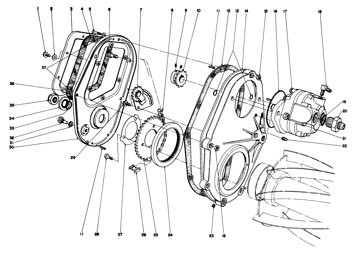 Chain Case And Gear Motor Assembly