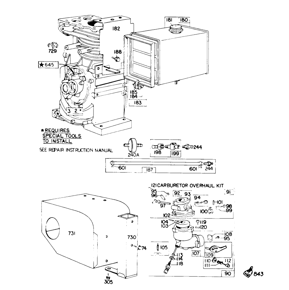 Engine Briggs & Stratton Model No. 190402 Type 0989-01