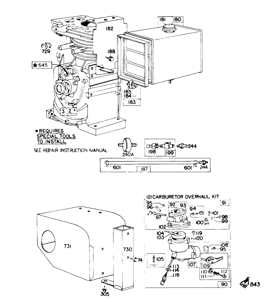 Engine Briggs & Stratton Model 190402 Type 0989-01