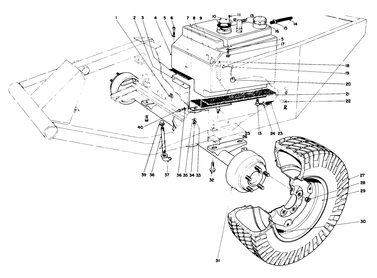 Front Axle And Gas Tank Assembly