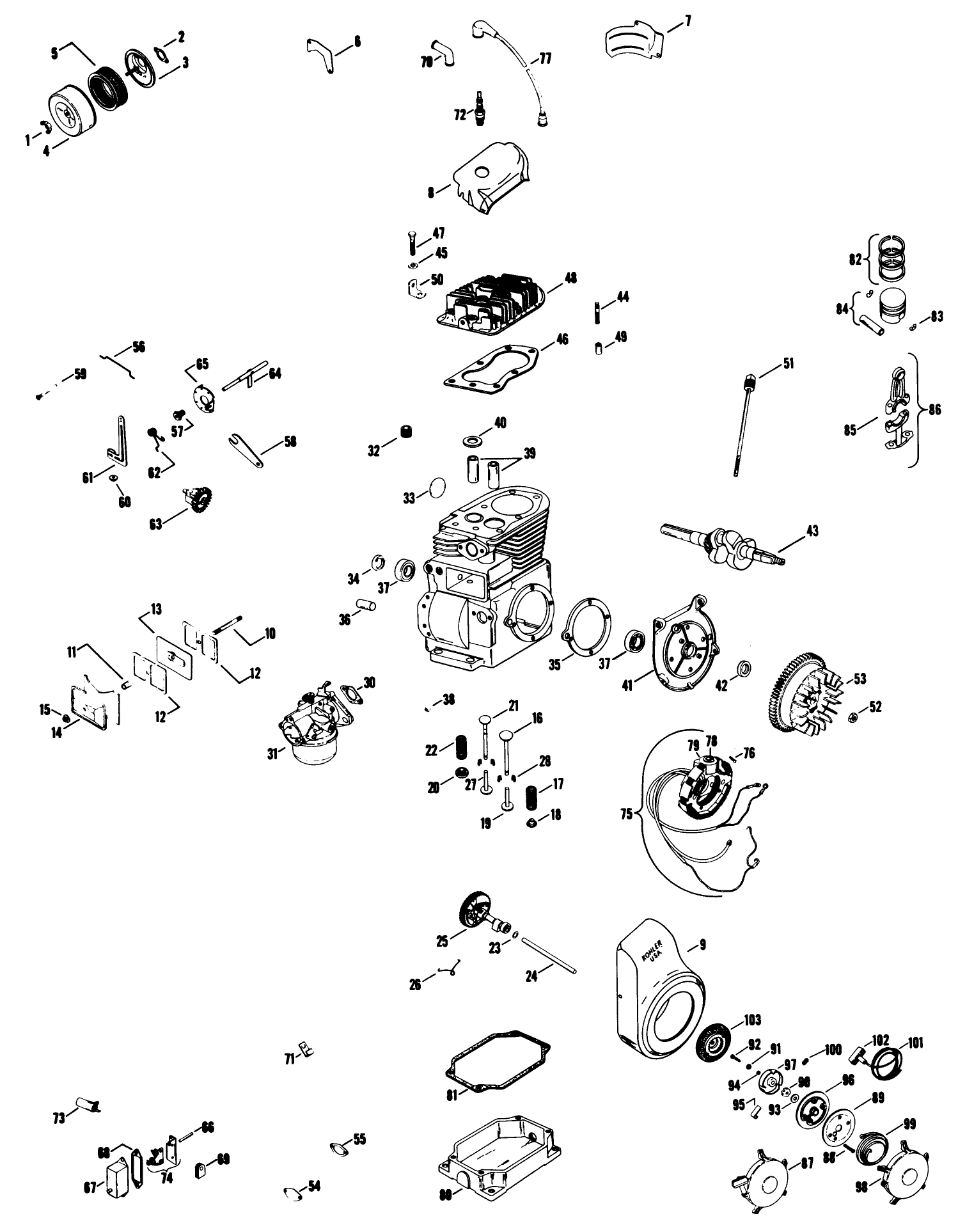 Engine Kohler Model No. K161t Spec. No. 281283