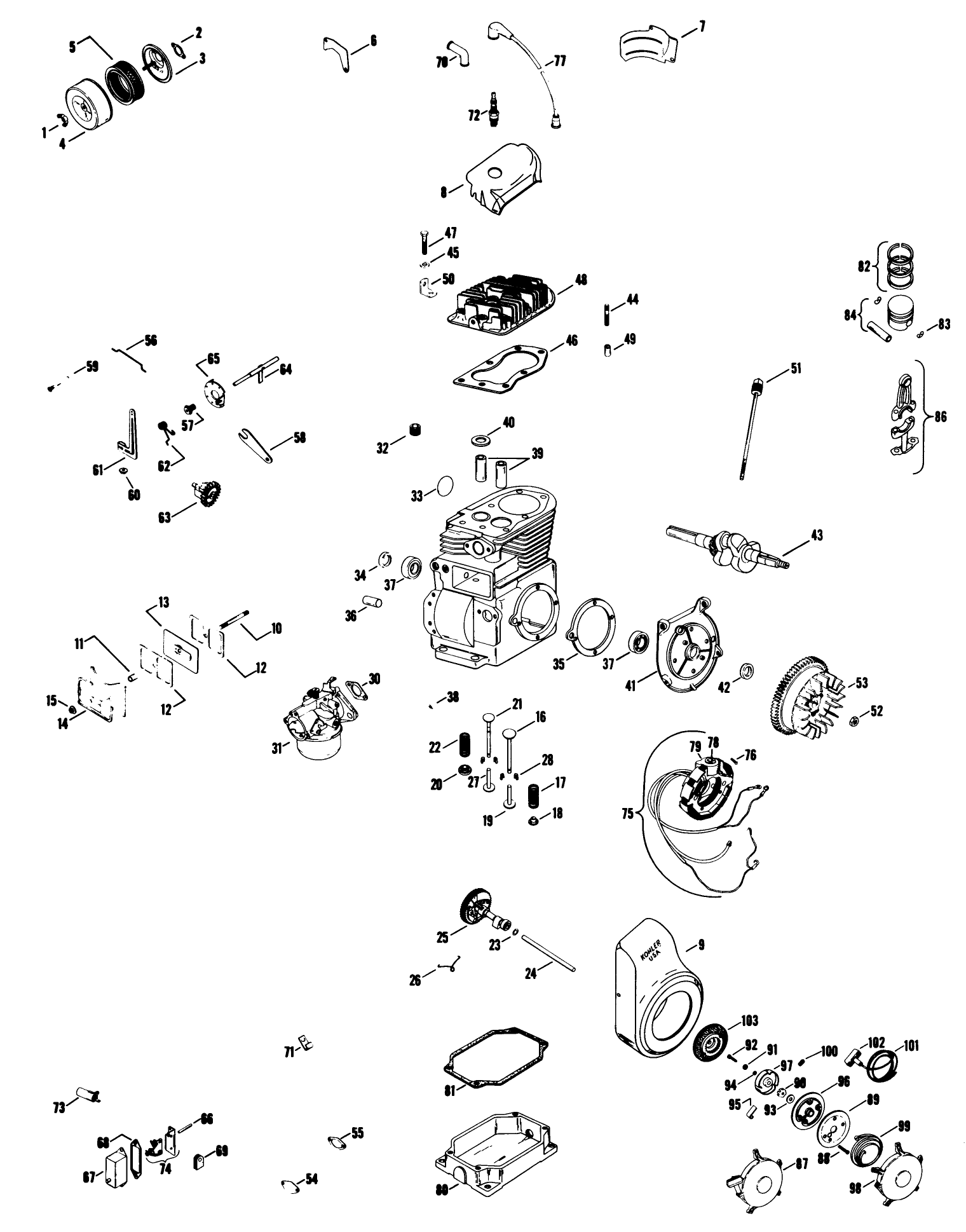 Engine Kohler Model No. K161t Spec. No. 281283