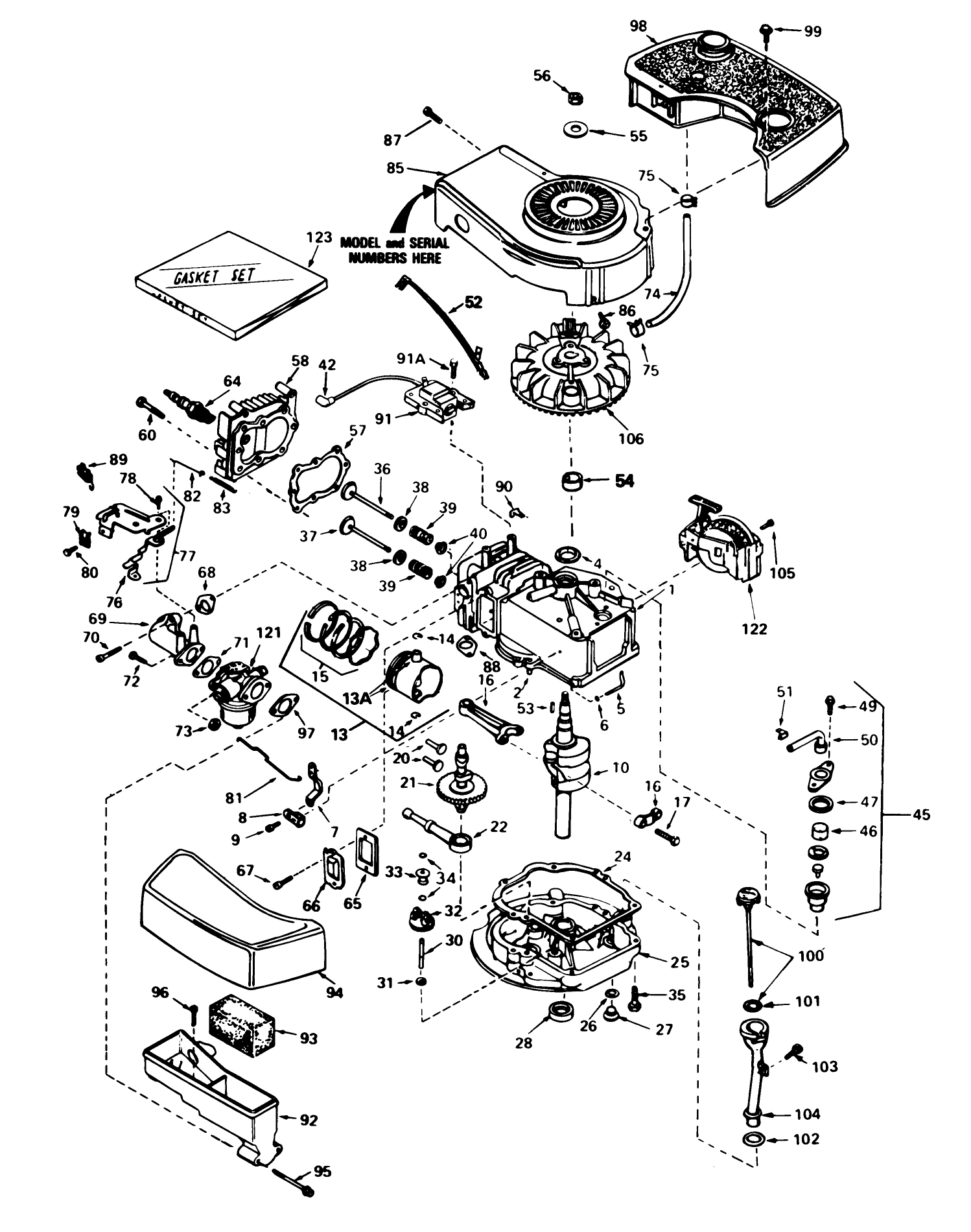 Engine Tecumseh Model No. Tnt 100-10077e