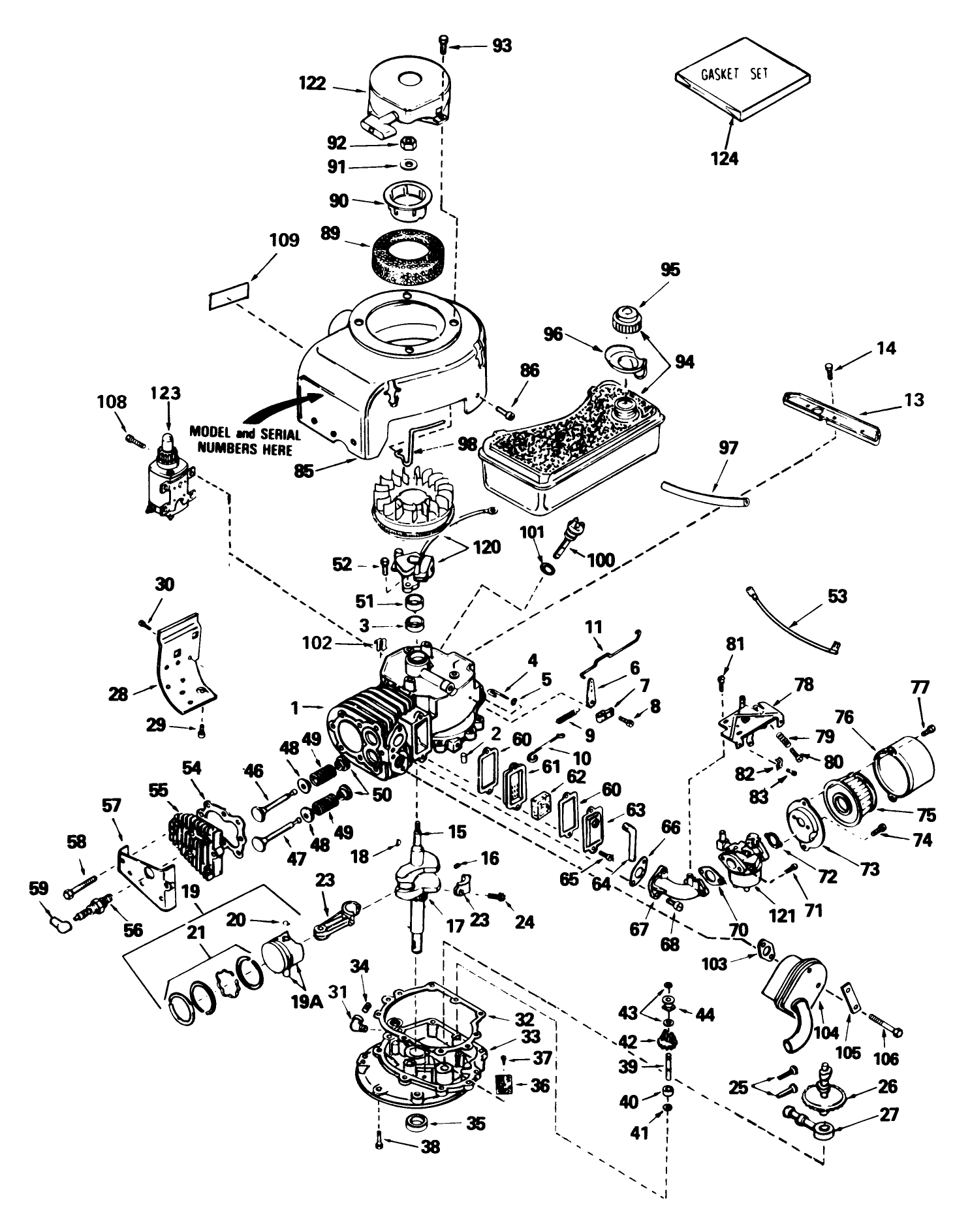 Tecumseh Engine Model No. V70-125183d