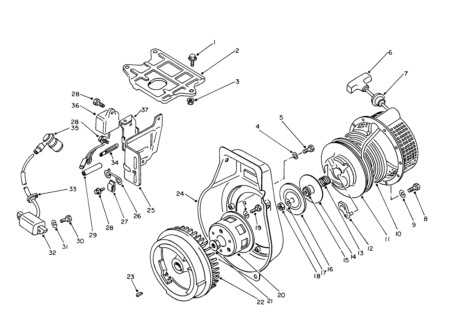 Rewind Starter & Magneto Assembly