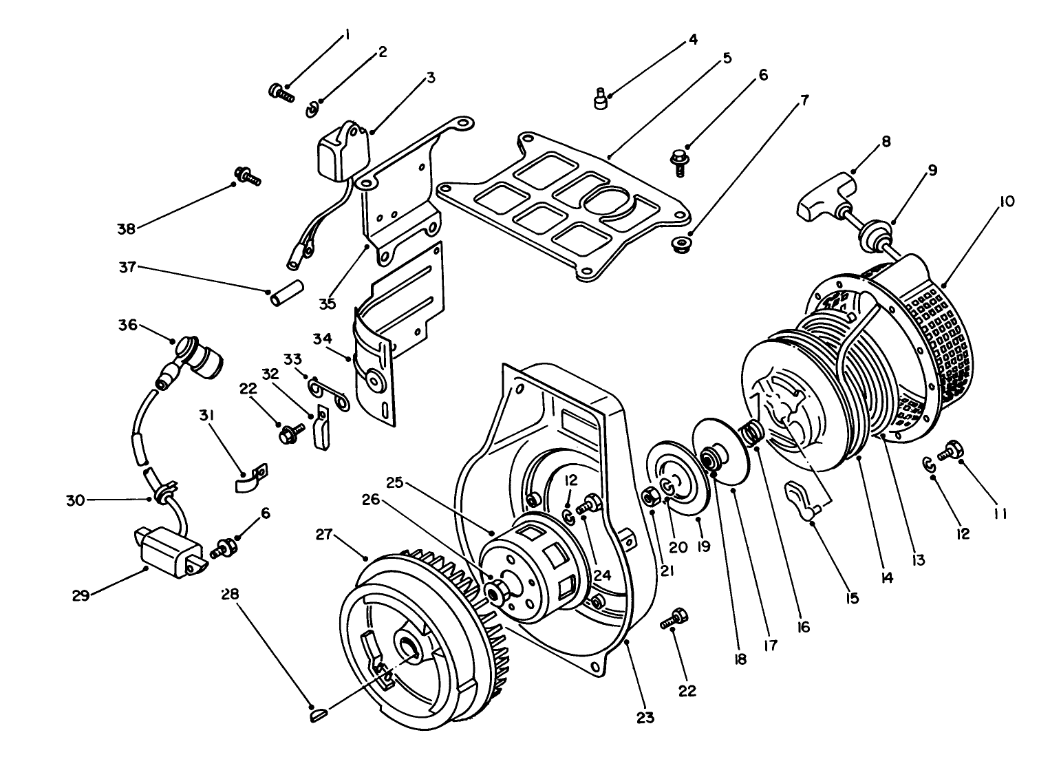 Rewind Starter & Magneto Assembly