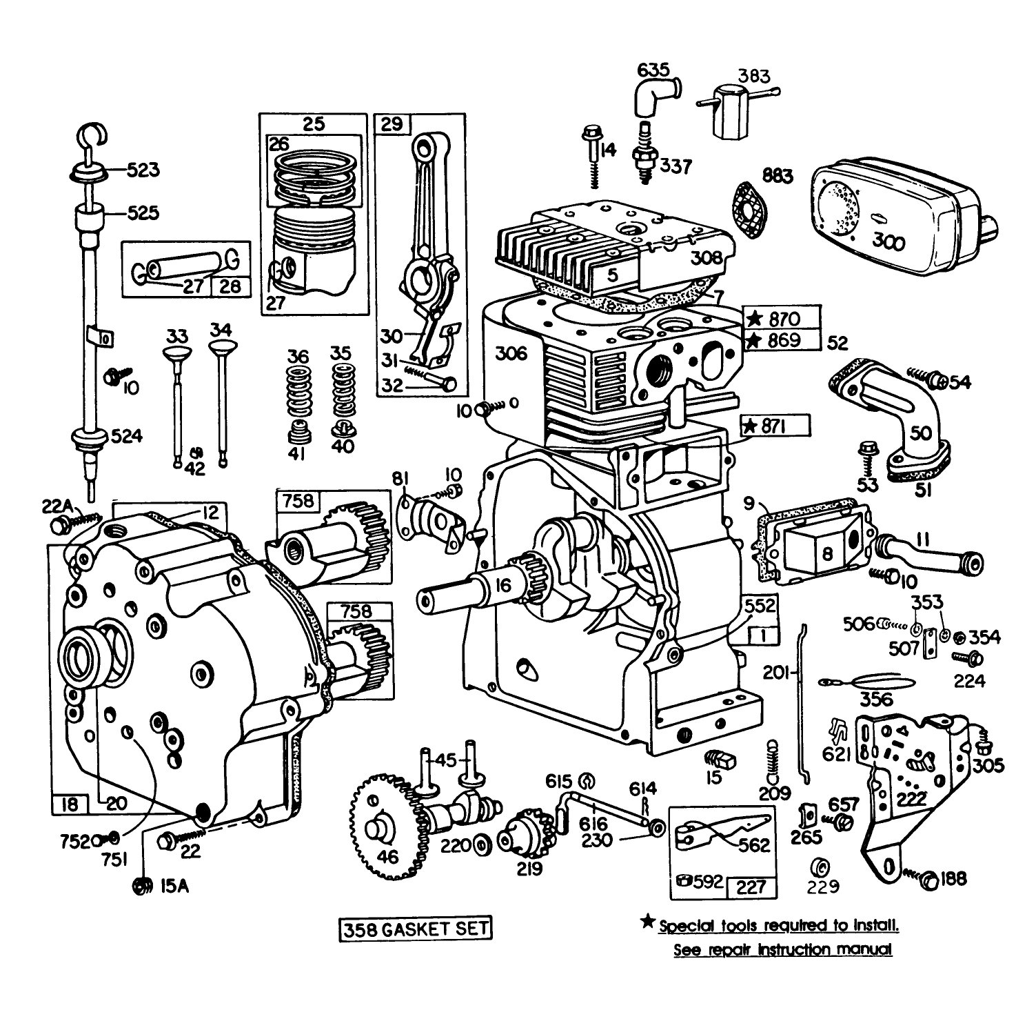 Engine Briggs & Stratton Model No. 252416-0677-01