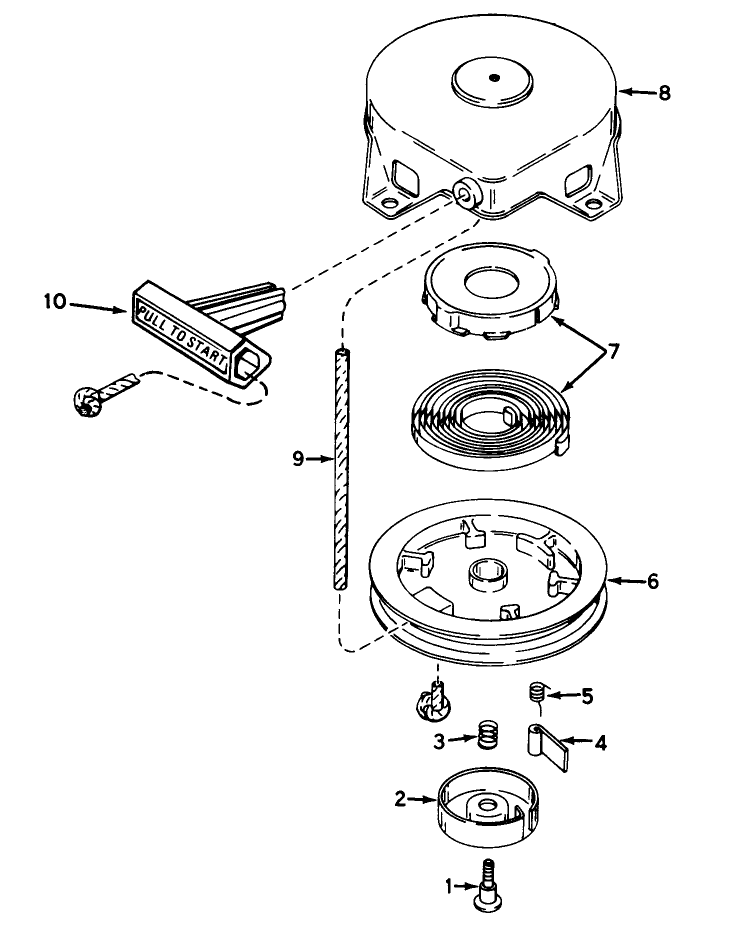 Shroud & Rewind Starter No. 590537 Engine Tecumseh Model No. Ah520 Type 1602a & 1603b