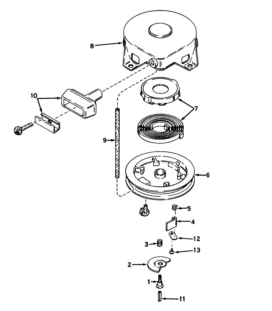 Rewind Starter No. 590473 (7 H.p. Snowthrower Model Nos. 38040 And 38050)