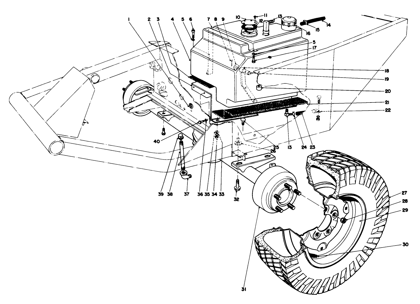 Front Axle And Gas Tank Assembly