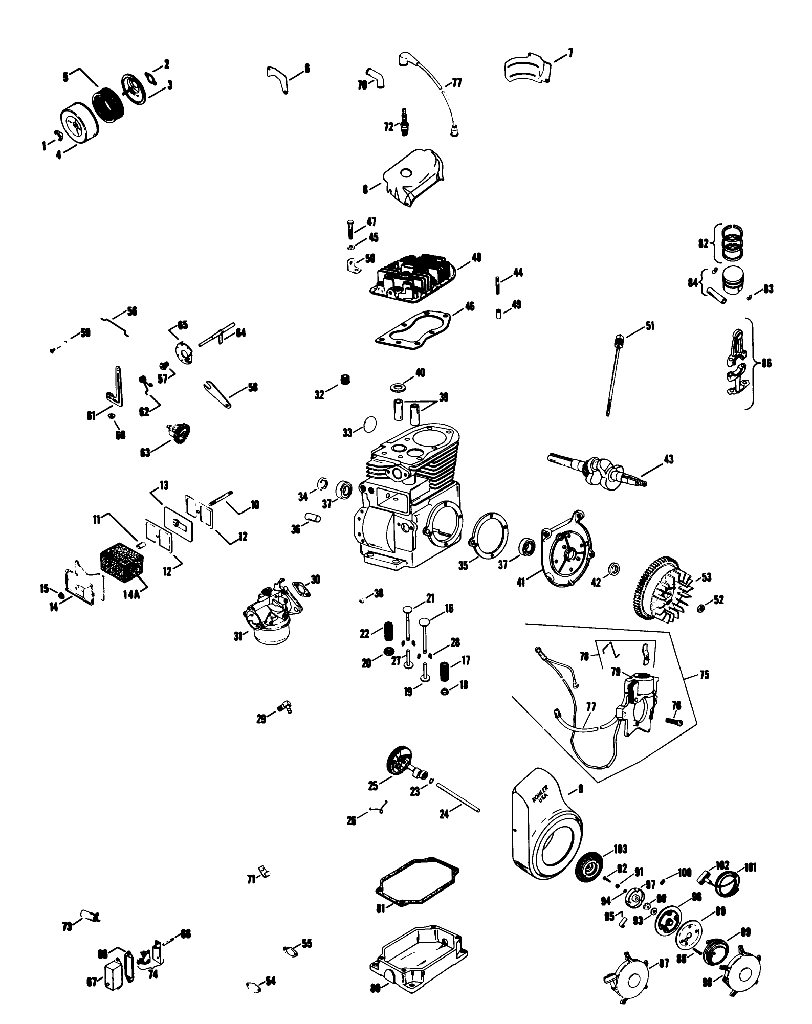 Engine Kohler Model No. K161t Spec. No. 281283j