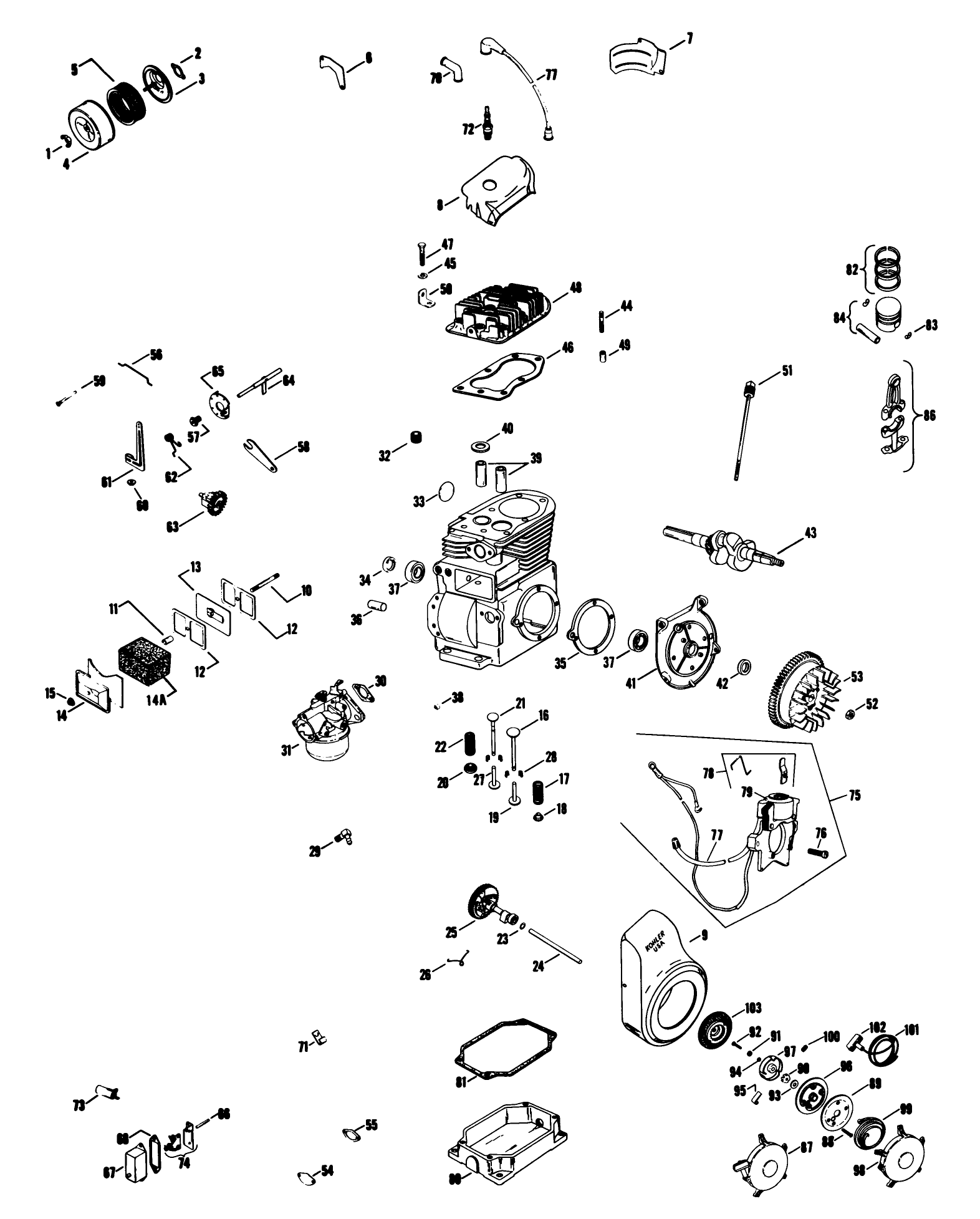 Engine Kohler Model No. K161t Spec. No. 281283j