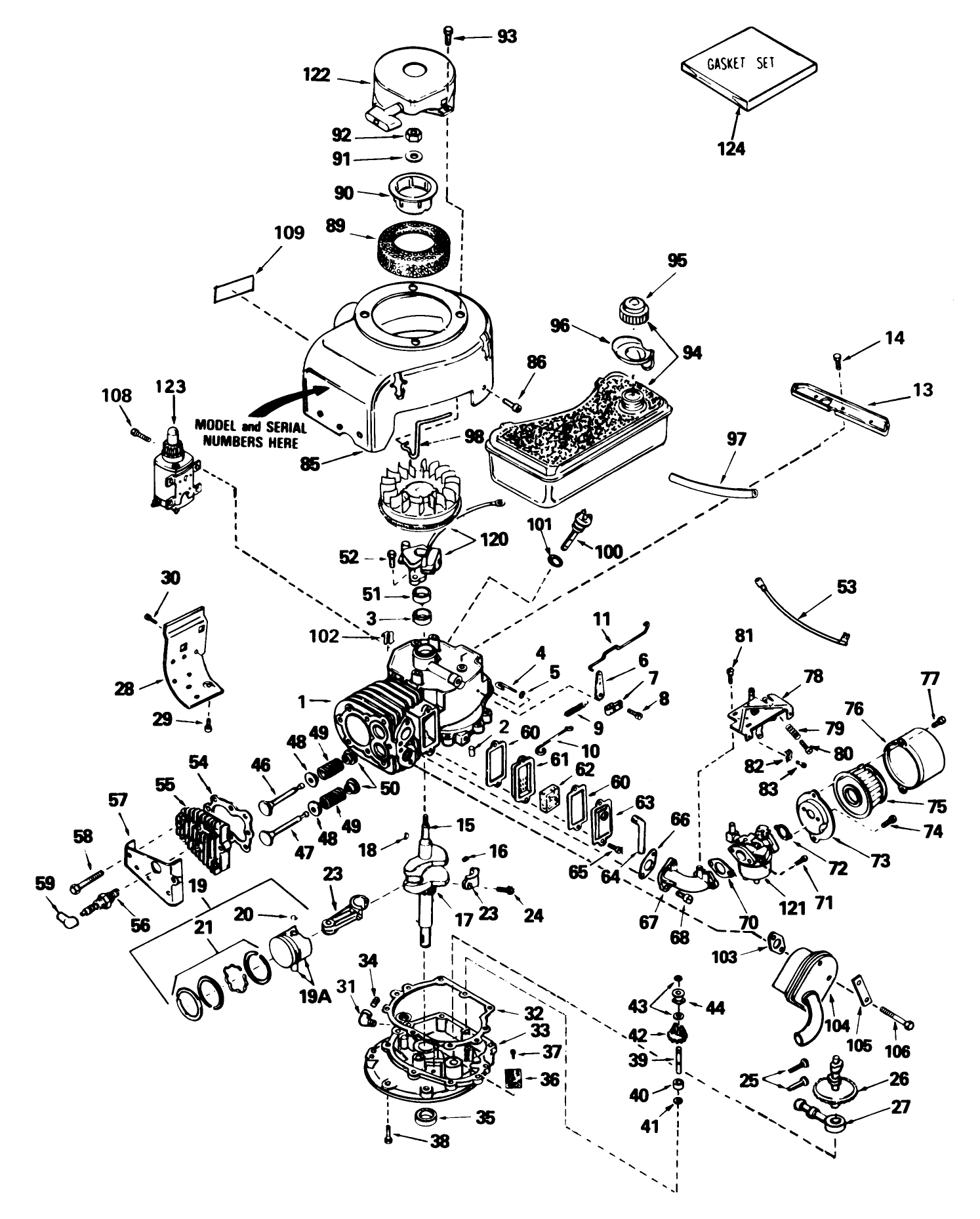 Tecumseh Engine Model No. V70-125183d